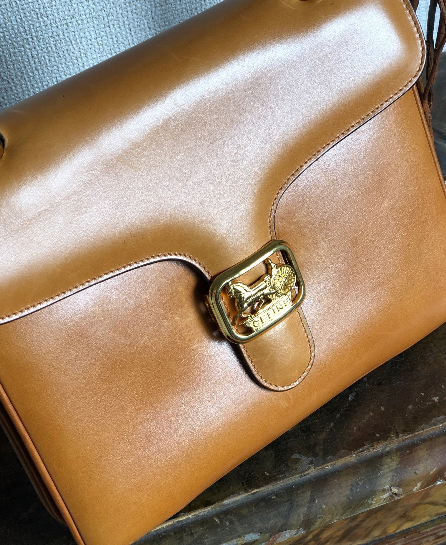 CELINE 馬車手提包 駝色 Vintage Old Celine vksi3i
