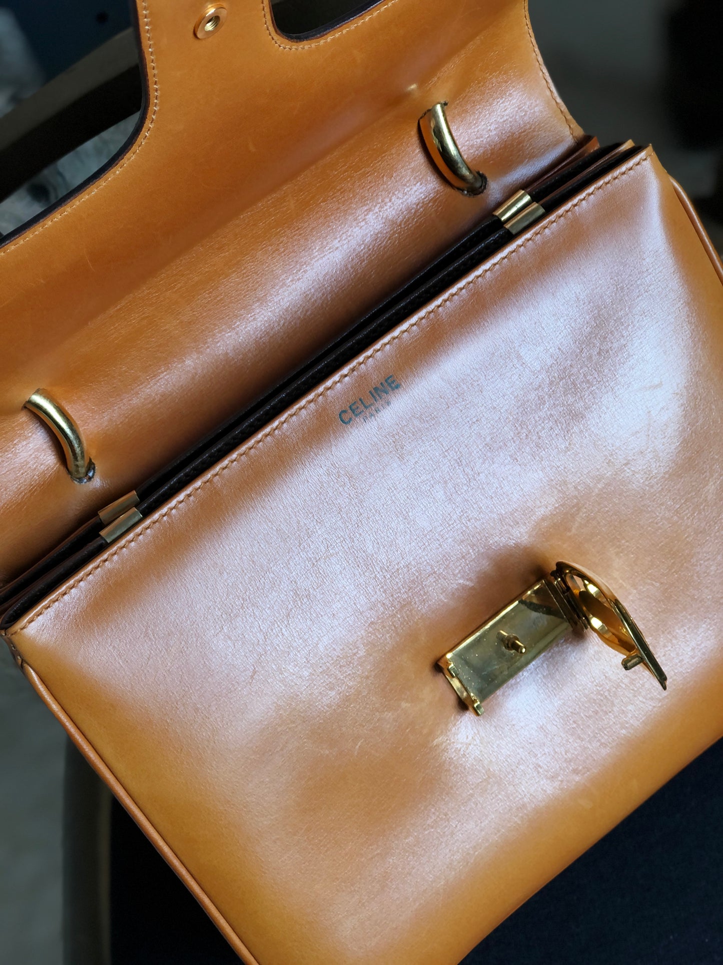 CELINE 馬車手提包 駝色 Vintage Old Celine vksi3i