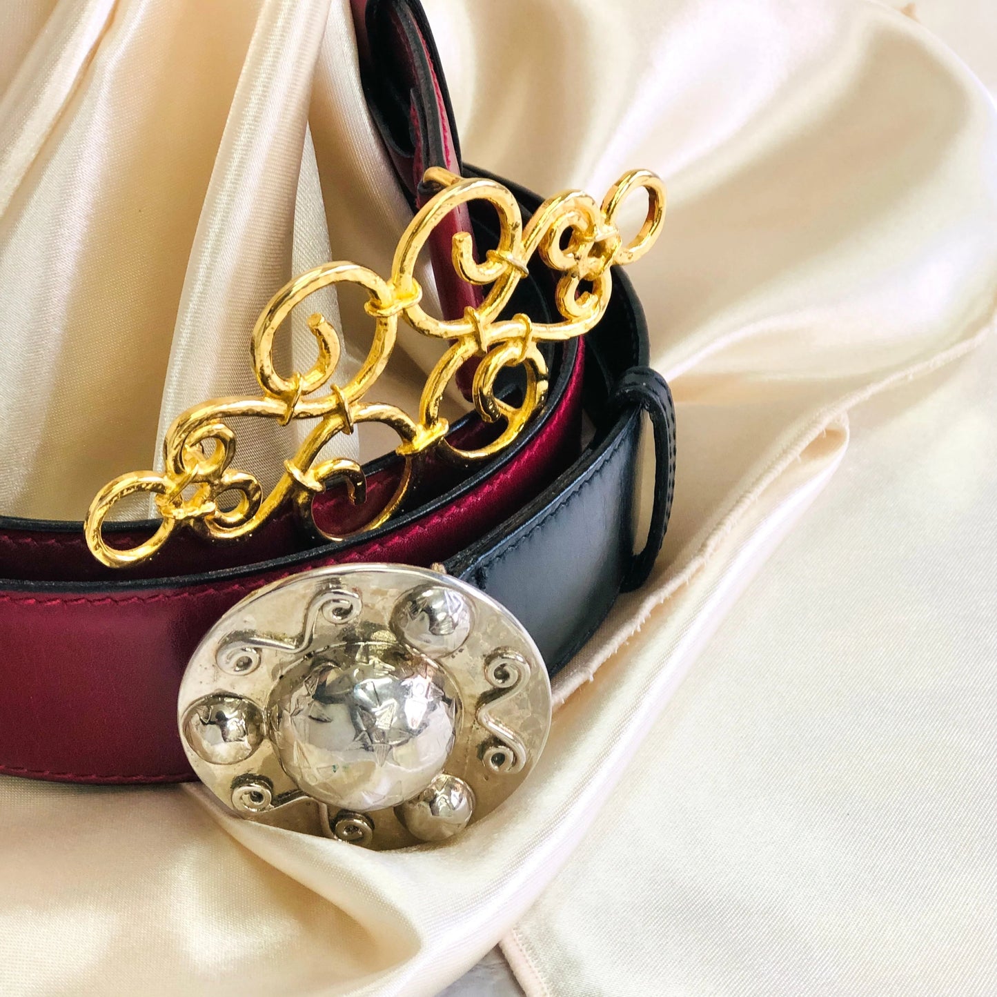 CELINE 古董圖案皮帶紅色復古舊款 celine 6ncg4u