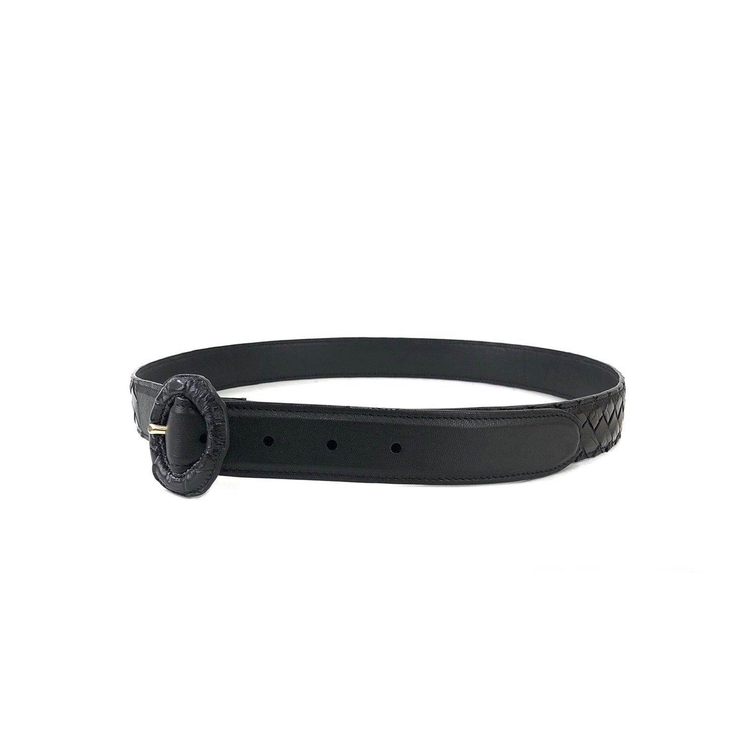 Bottega Veneta Intrecciato 皮革皮帶 黑色 復古 舊款 w8yh2g