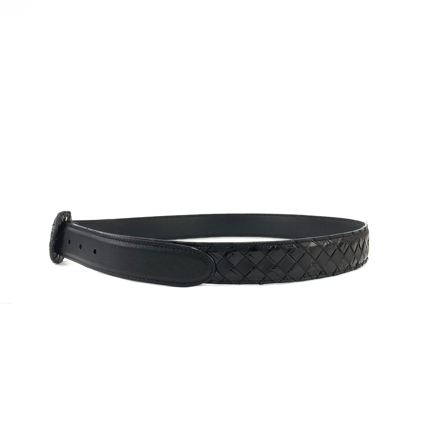Bottega Veneta Intrecciato 皮革皮帶 黑色 復古 舊款 w8yh2g