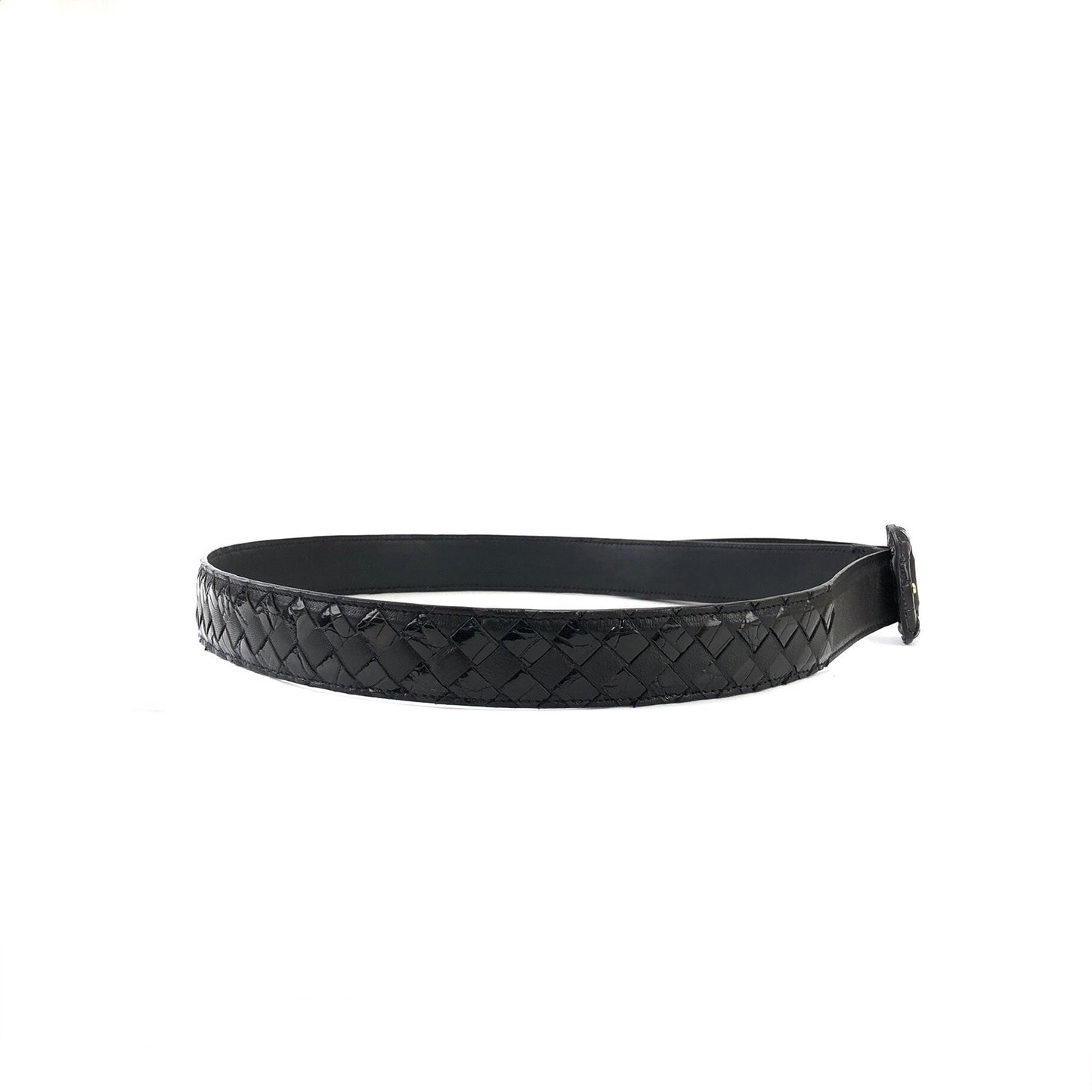 Bottega Veneta Intrecciato 皮革皮帶 黑色 復古 舊款 w8yh2g