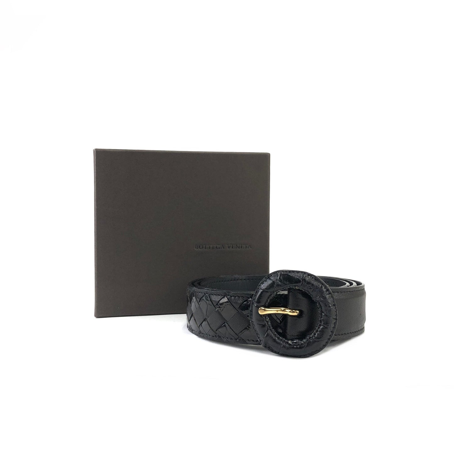 Bottega Veneta Intrecciato 皮革皮帶 黑色 復古 舊款 w8yh2g