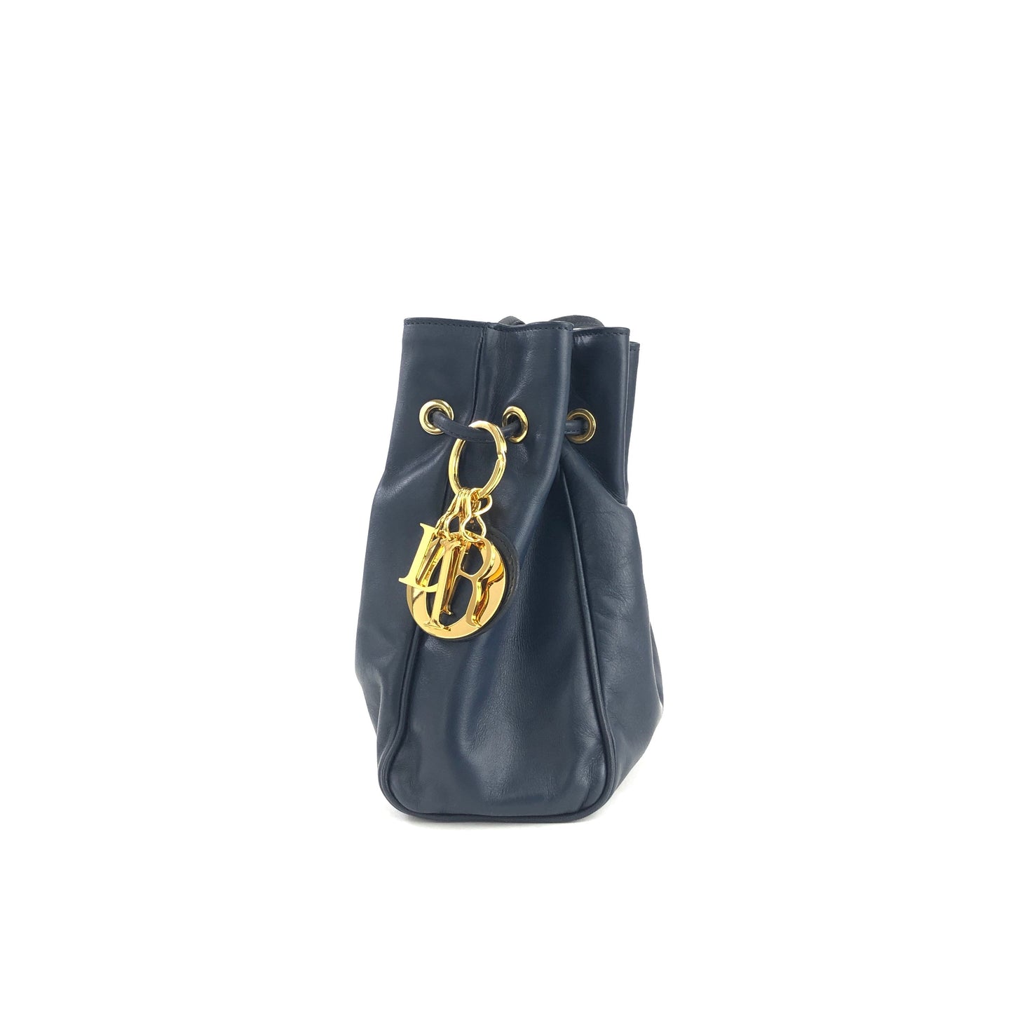 Christian Dior Drawstring Charm Mini Handbag Navy Vintage Old yruy88