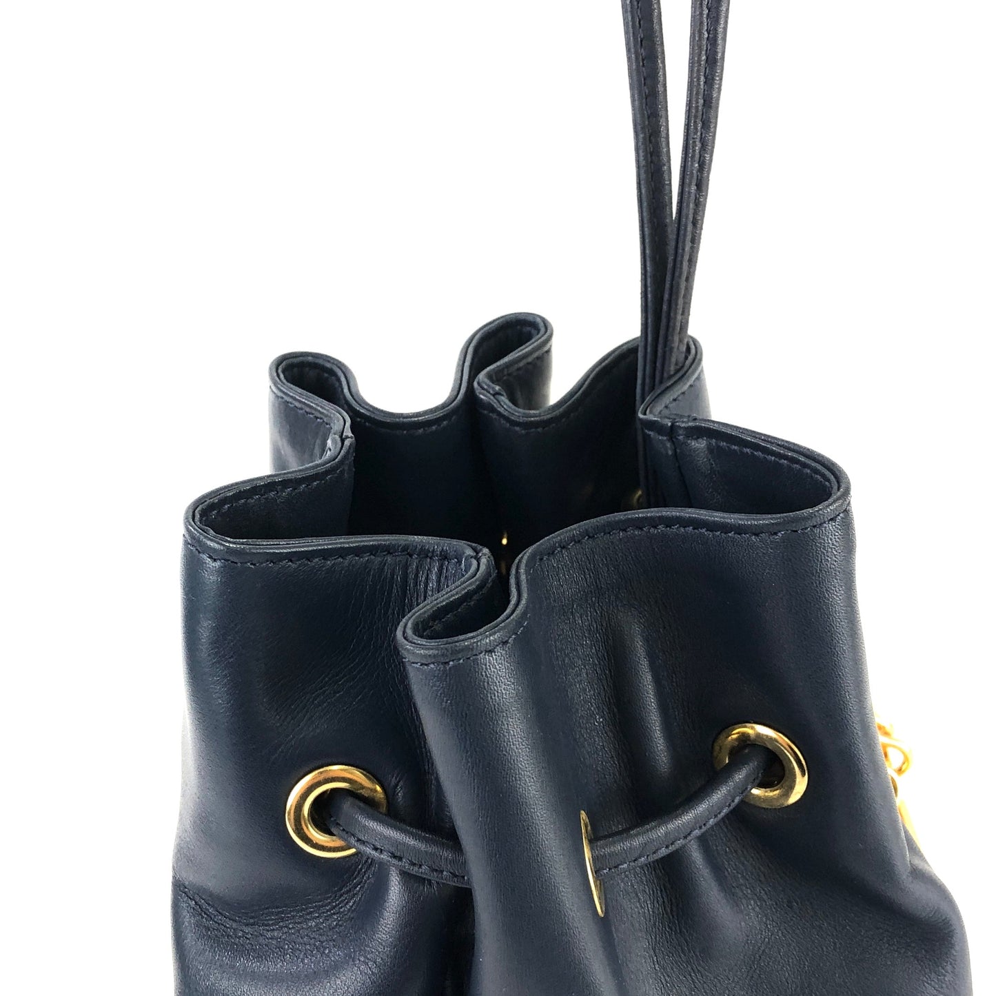 Christian Dior Drawstring Charm Mini Handbag Navy Vintage Old yruy88