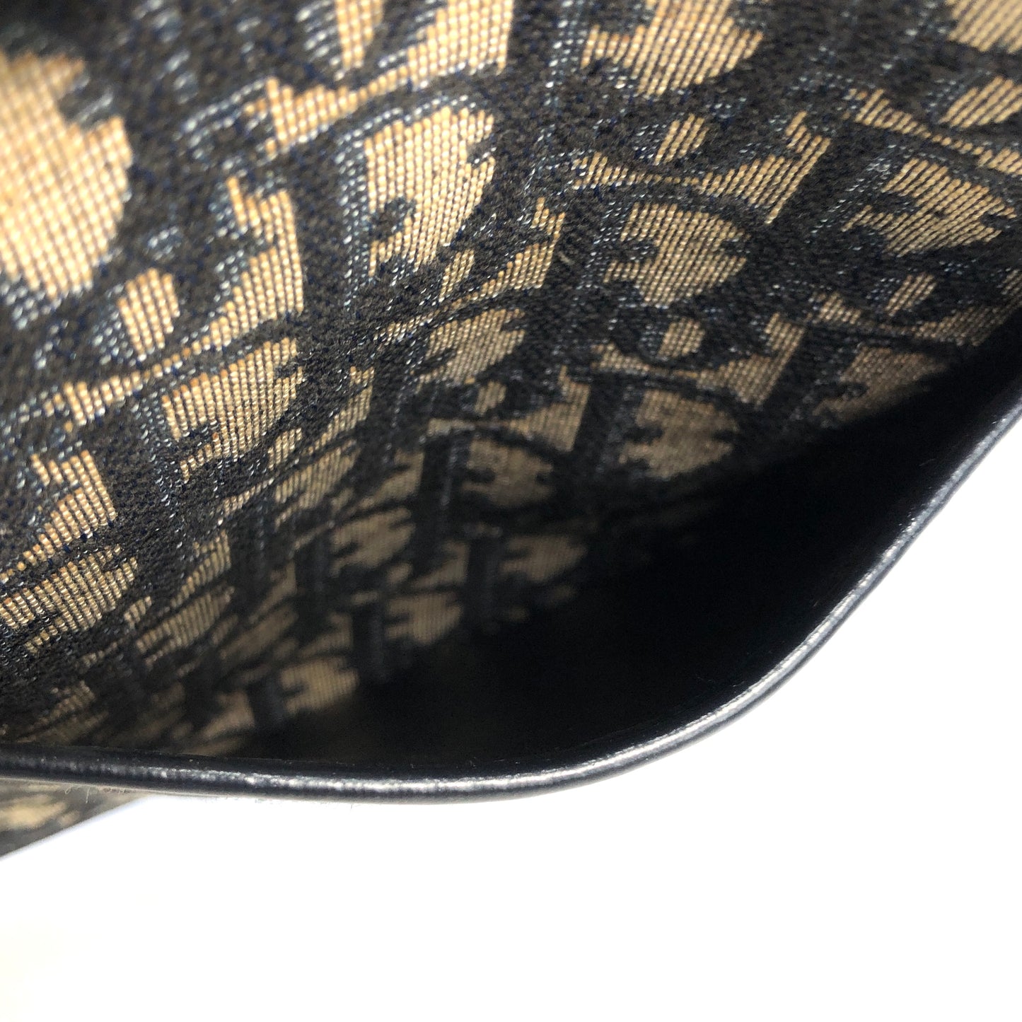 Christian Dior Logo Trotter Oblique Round Jacquard Shoulder bag Navy Vintage Old bpd7zc