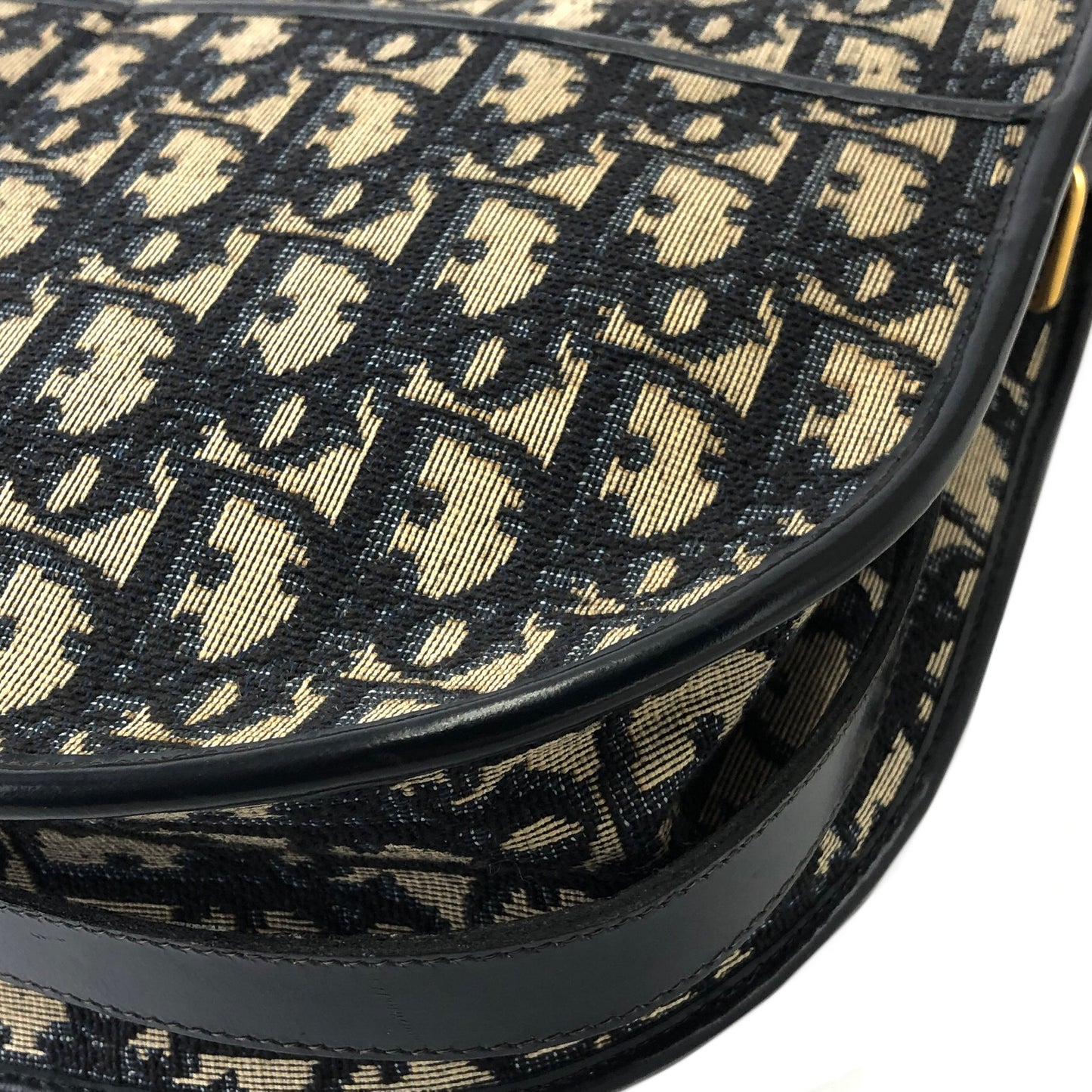 Christian Dior Logo Trotter Oblique Round Jacquard Shoulder bag Navy Vintage Old bpd7zc