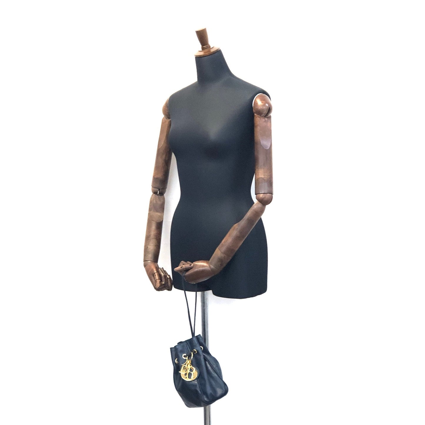 Christian Dior Drawstring Charm Mini Handbag Navy Vintage Old yruy88