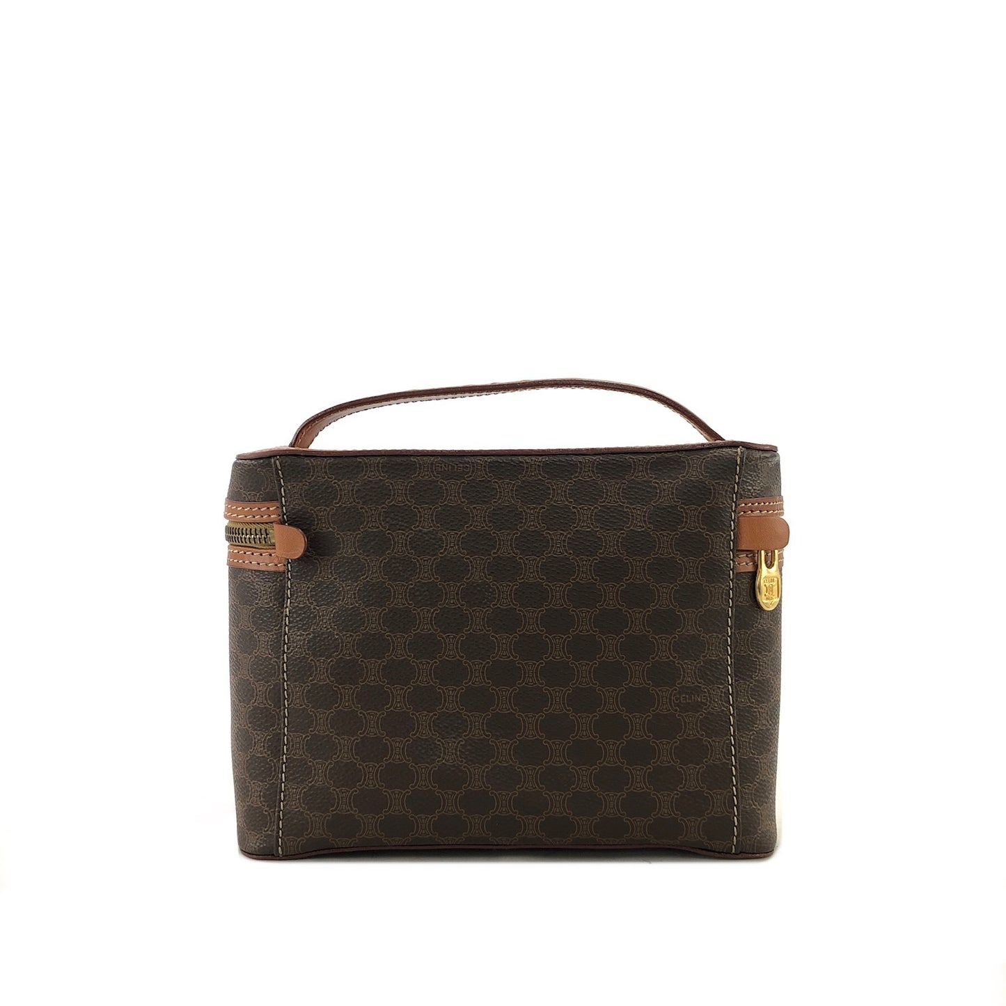 CELINE Macadam Blason Handbag Vanity bag Brown Vintage xx7tni