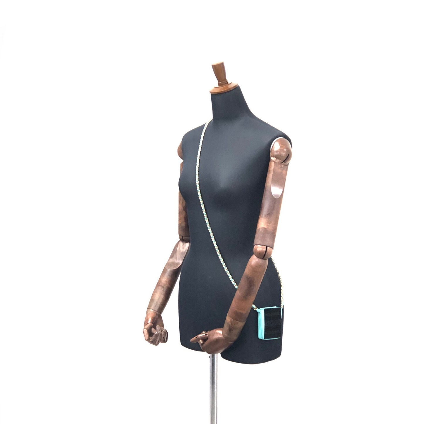 CHANEL Unborn Calf Leather Chain Crossbody Shoulder bag Micro bag Turquoise Vintage 4xxvtp