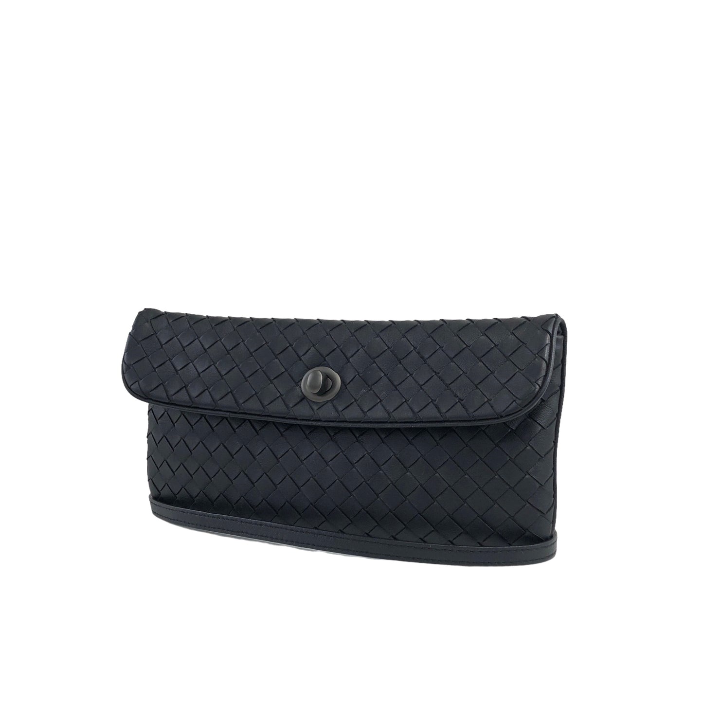 Bottega Veneta Intrecciato Turn Lock Leather Shoulder bag Black Vintage 6wyyt2
