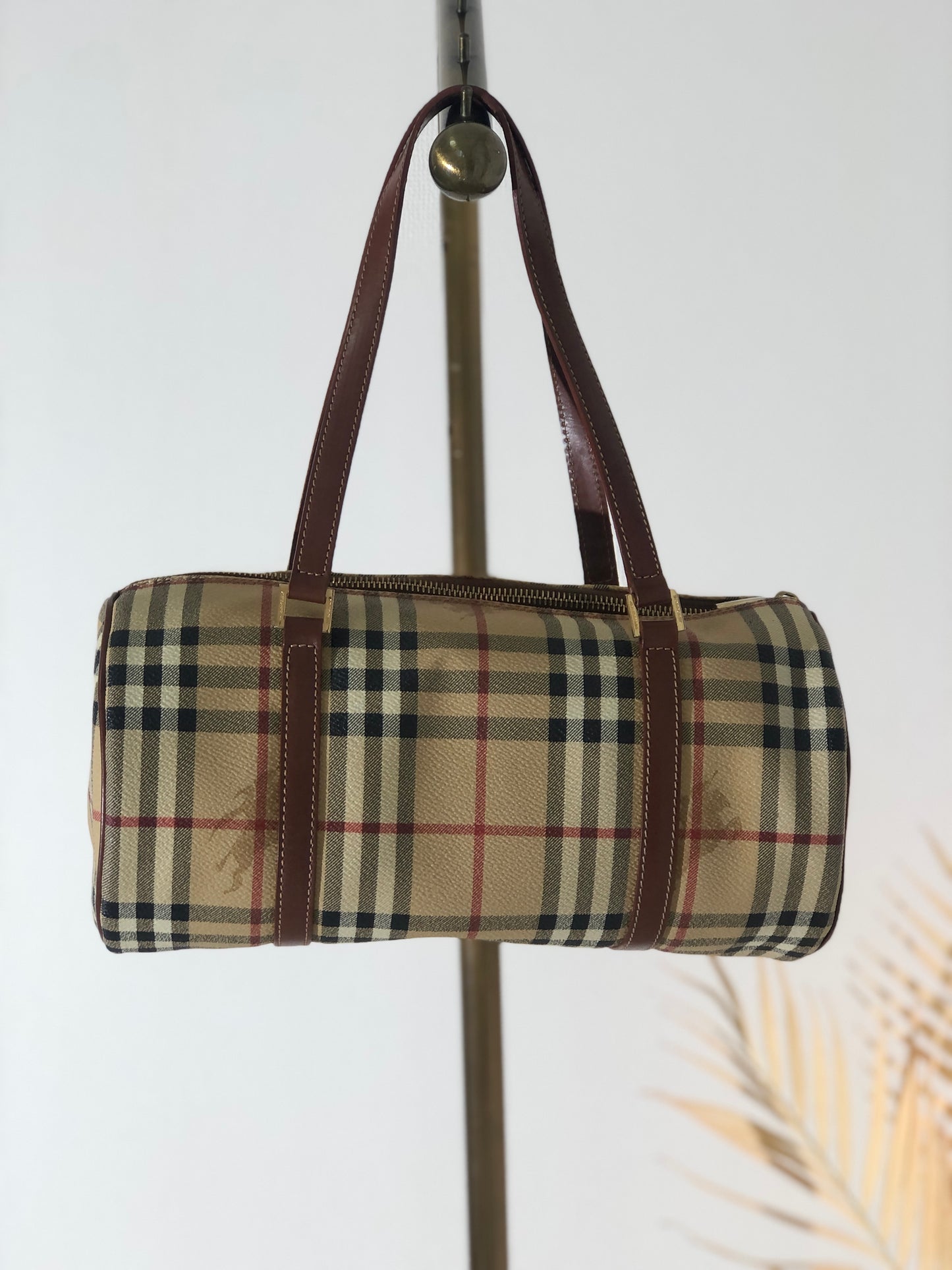 Burberry Nova 格紋手提包 米色復古 nwns72