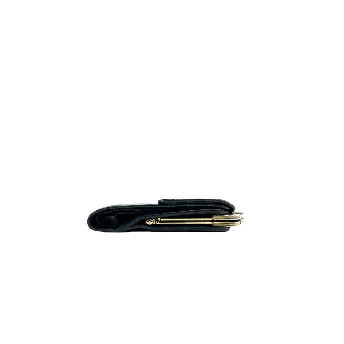 CELINE Macadam Triomphe Metal Clasp Folded Wallet Black Vintage atgwbh