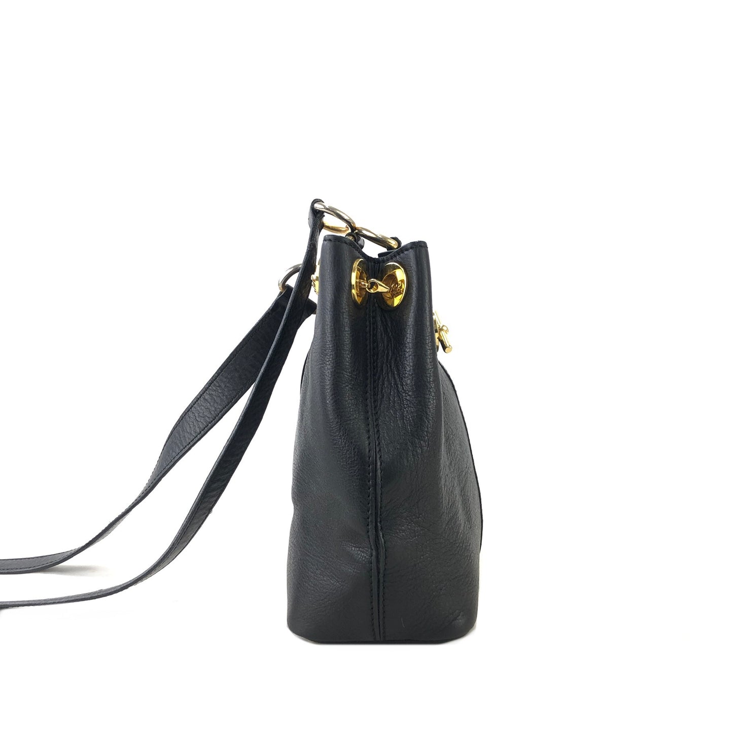 CELINE Toggle Chain Leather Crossbody Shoulder bag Black Vintage s2ztup