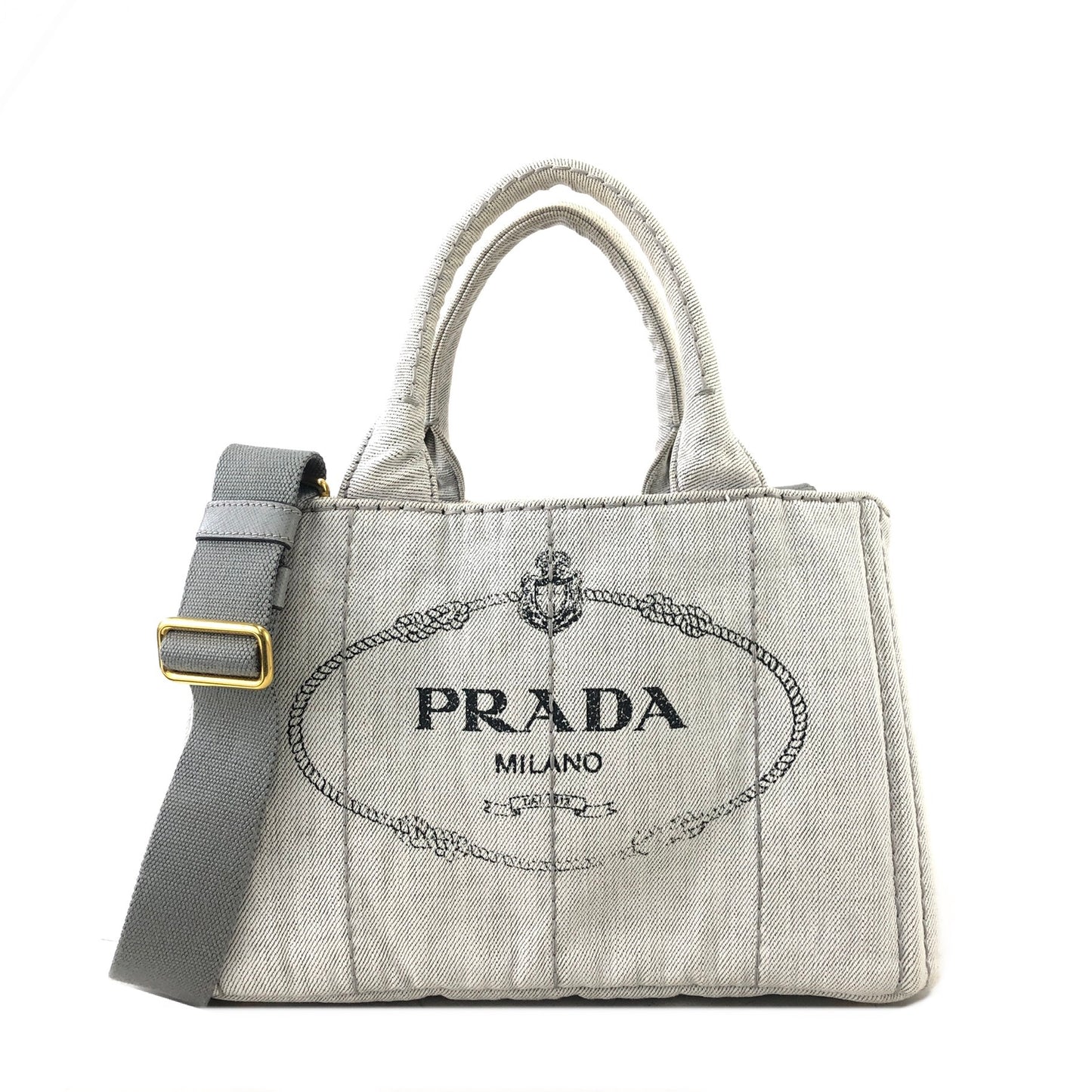 PRADA Canapa Canvas Totebag Shoulder bag Light Gray Vintage h4aifs