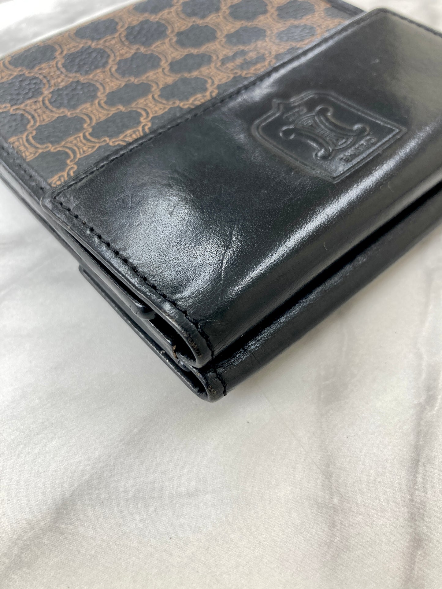 CELINE Macadam Blason Folded Wallet Black Vintage 4vg8wr