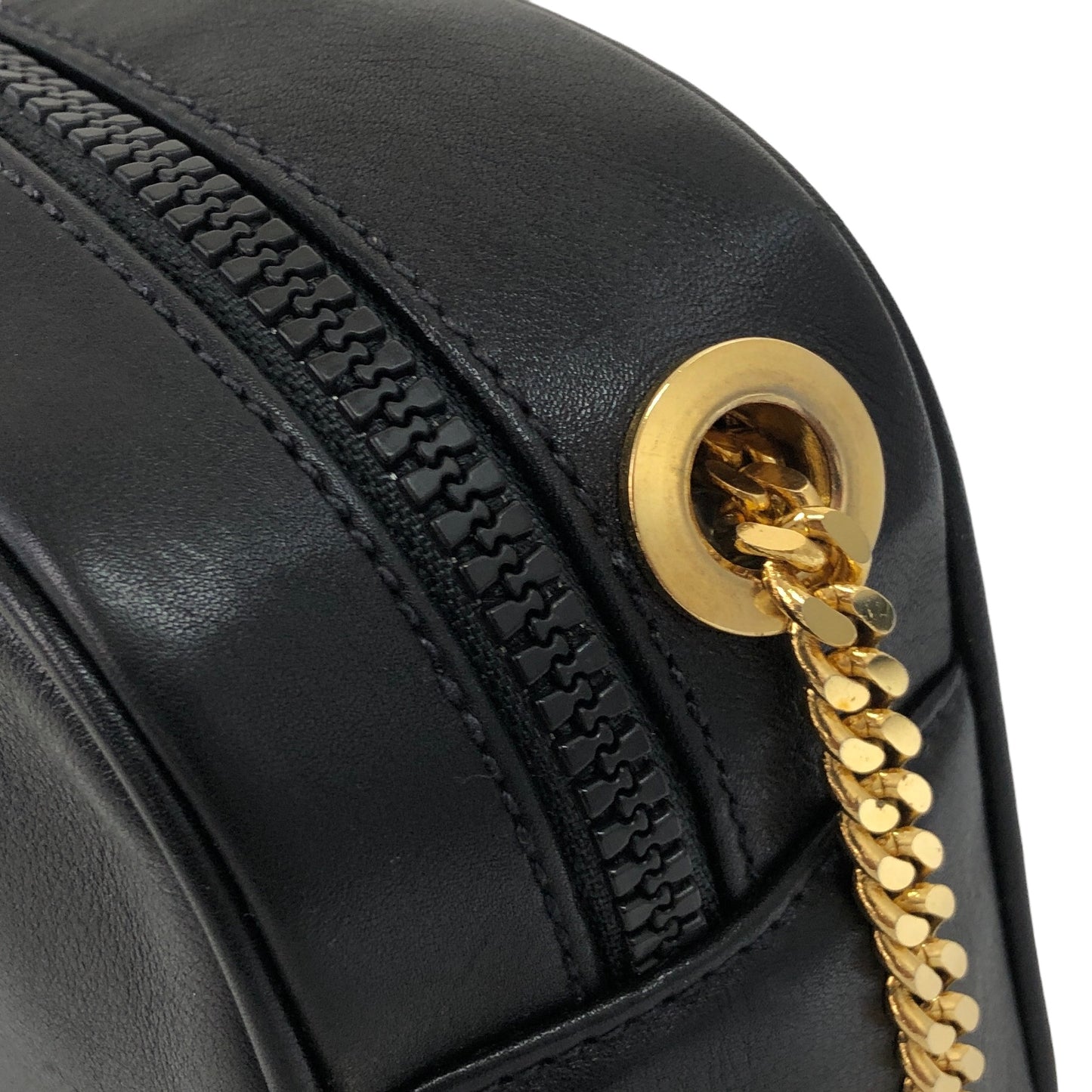 CELINE Triomphe 皮革鏈條單肩包 黑色 復古 jigb5w