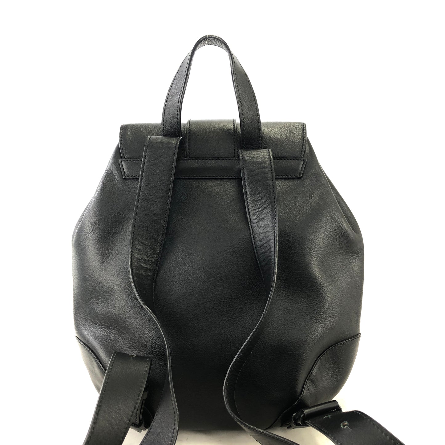 CELINE Horse Bit Leather Backpack Black Vintage fp635u