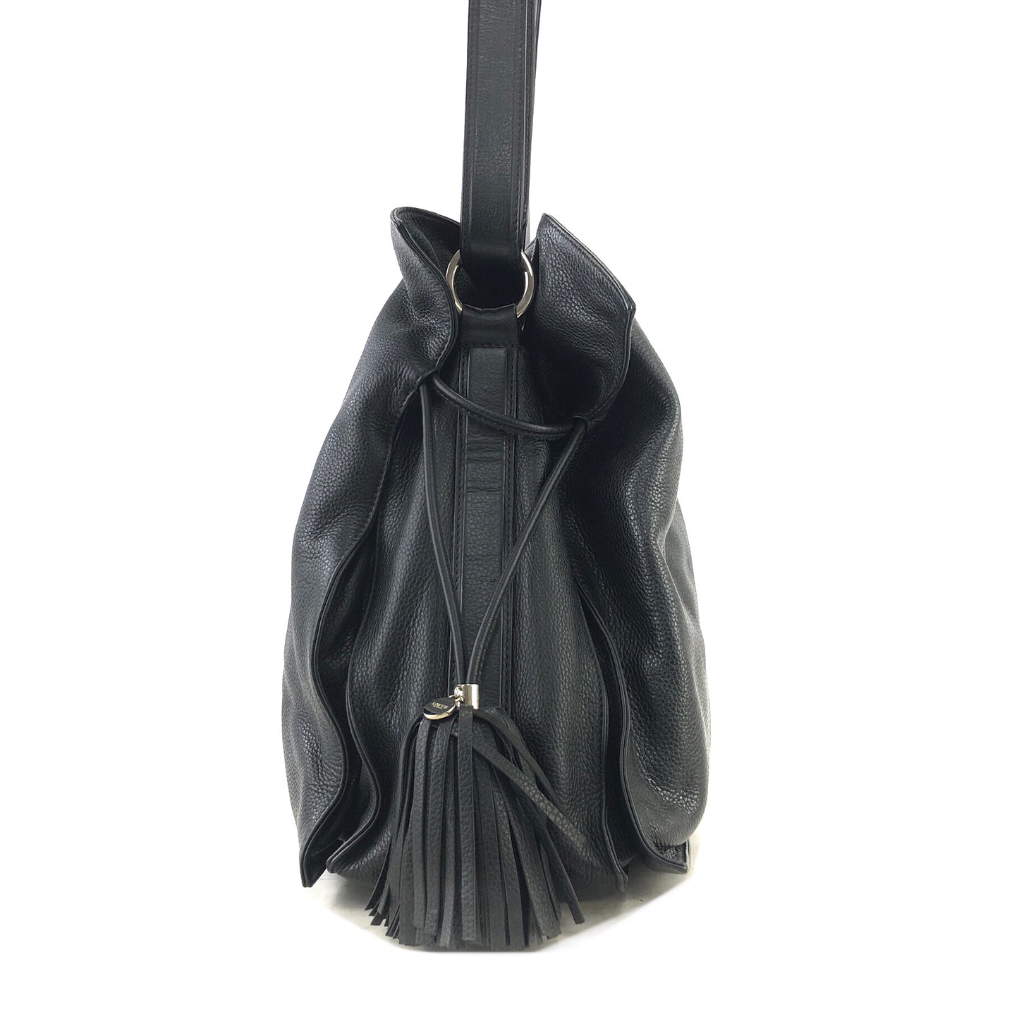 LOEWE Flamenco Tassel Anagram Leather Drawstring Crossbody Shoulder bag Black Vintage a858nd
