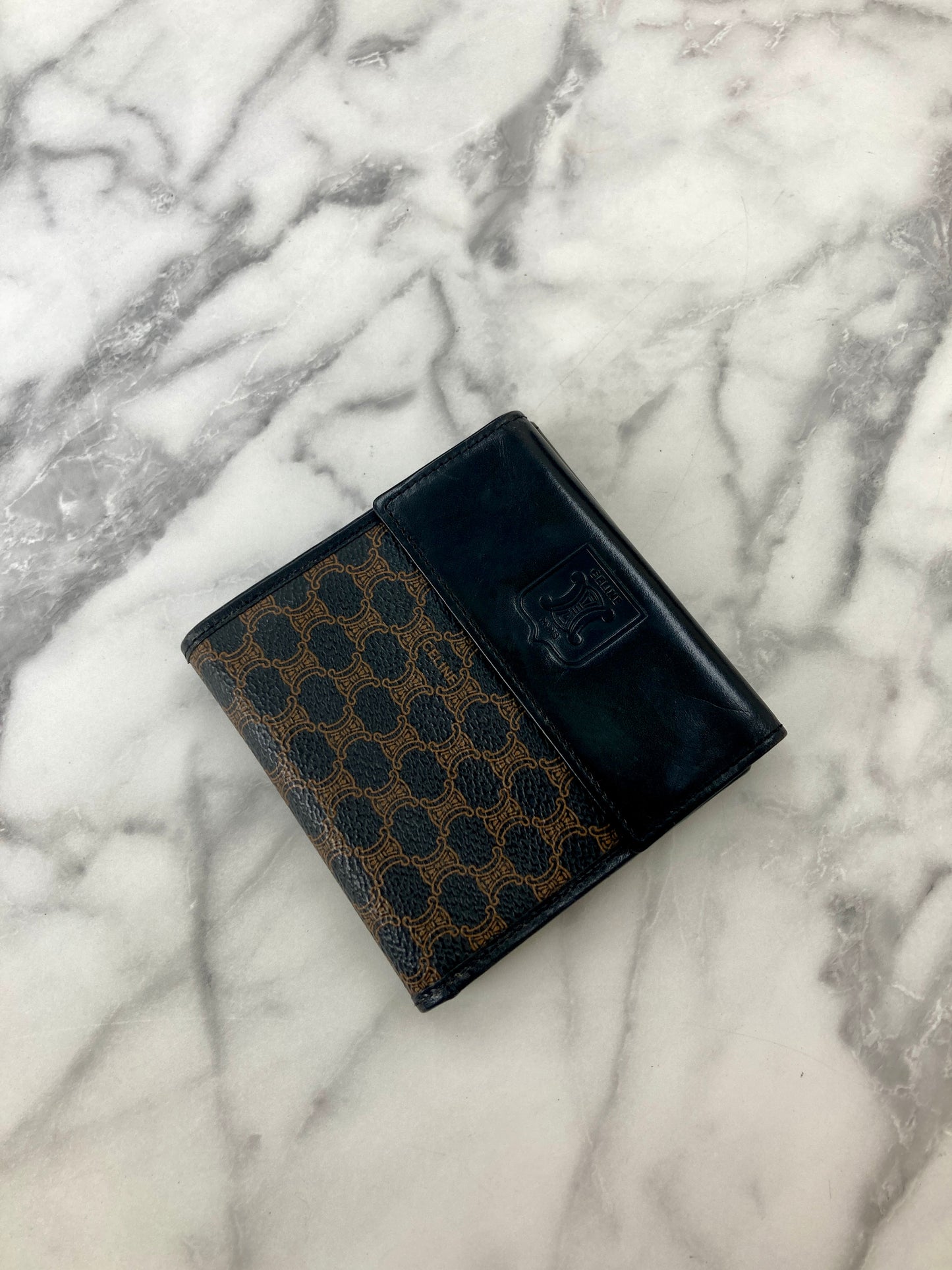 CELINE Macadam Blason Folded Wallet Black Vintage 4vg8wr