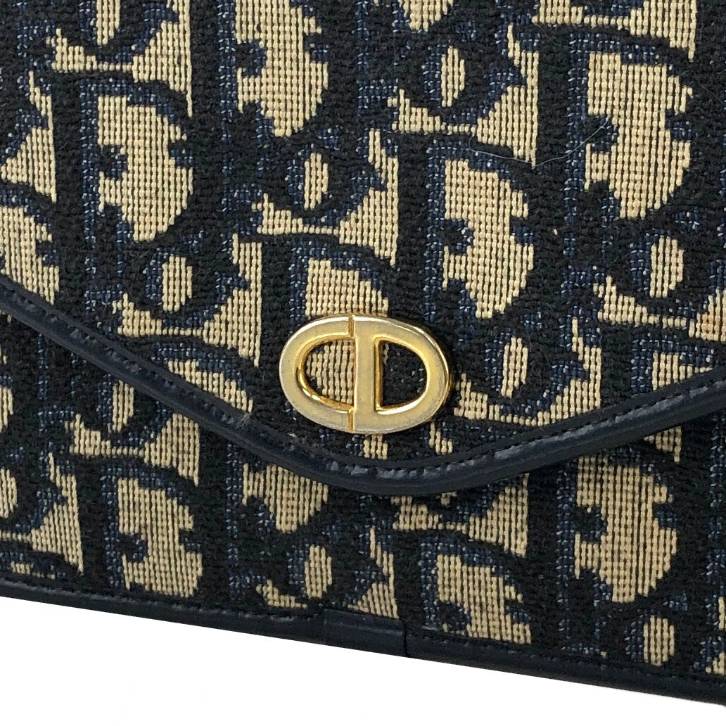 Christian Dior Trotter CD 標誌提花手拿包 海軍藍 復古 3ni7m5