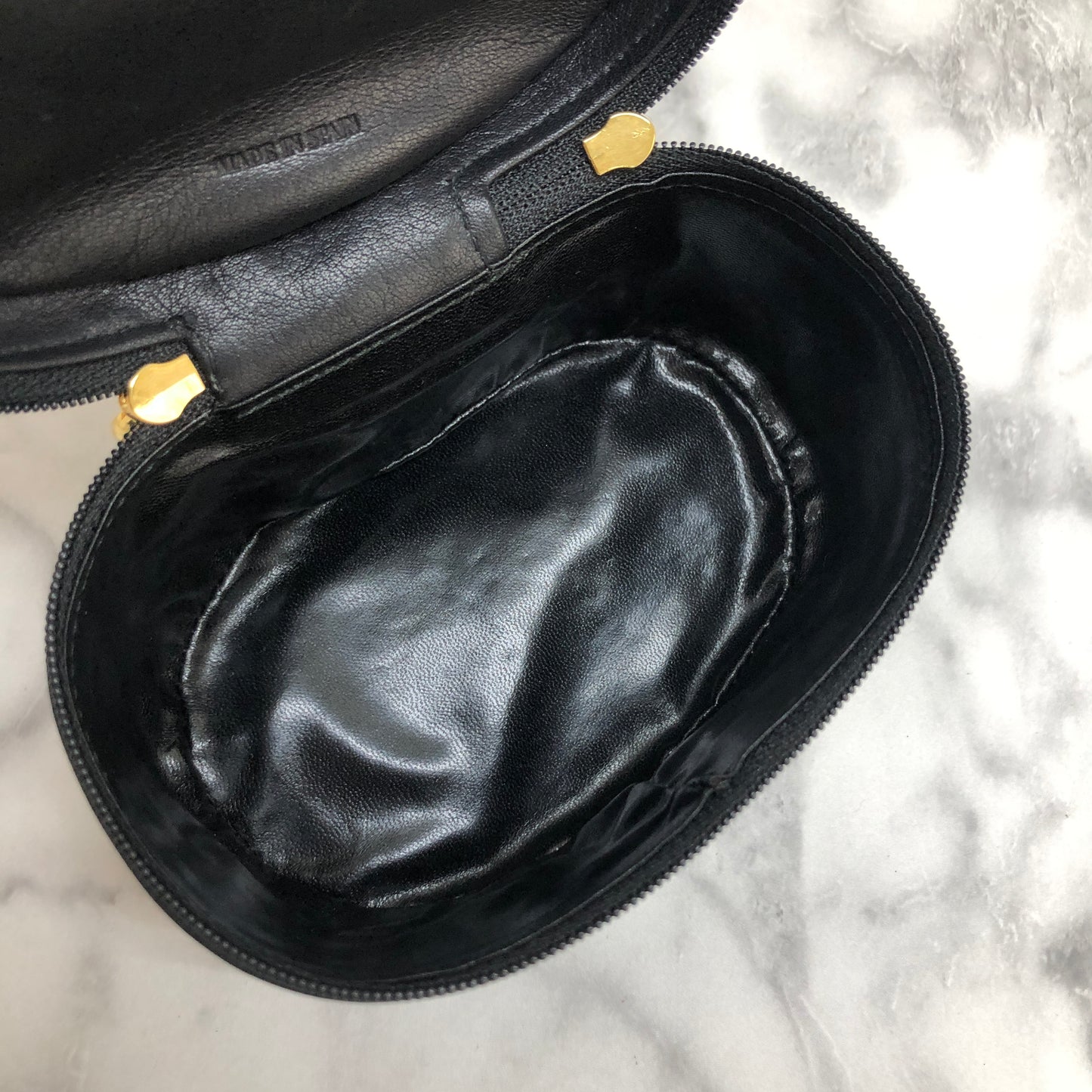 Christian Dior CD 標誌皮革化妝包黑色復古 x5rawm