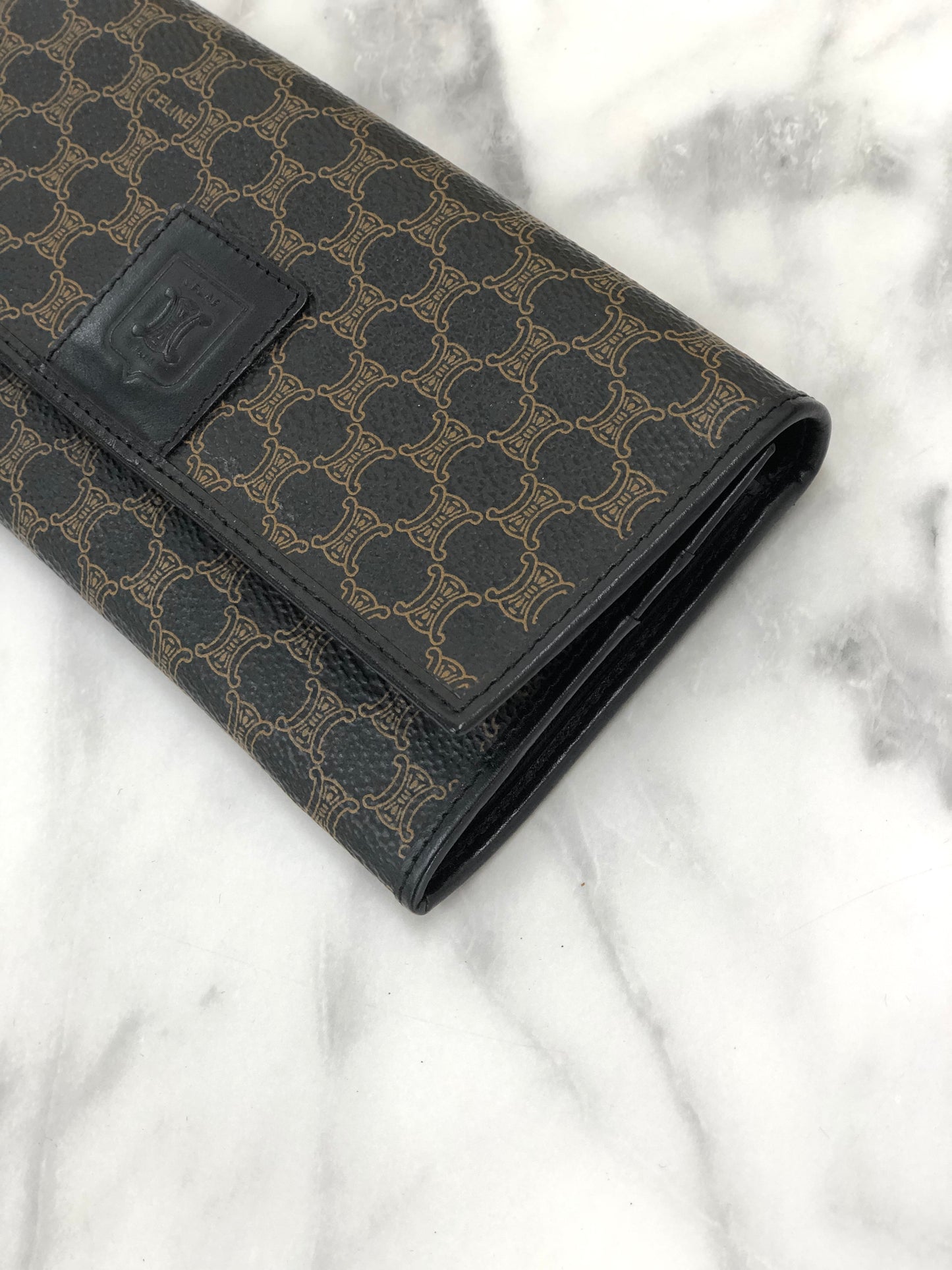 CELINE Macadam Blason Long Wallet Black Vintage 66c45f