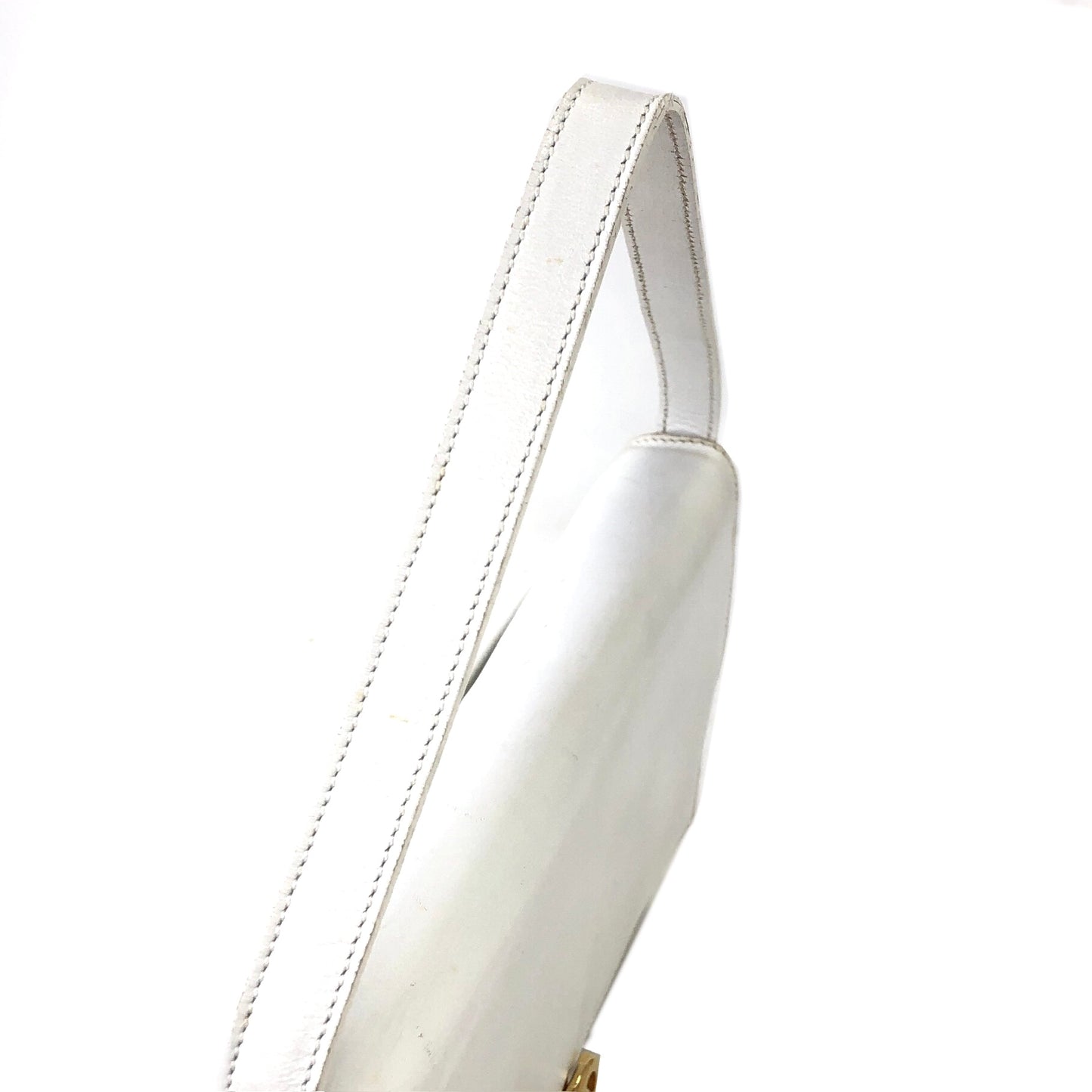 CELINE Triomphe Leather Handbag White Vintage stx6m7
