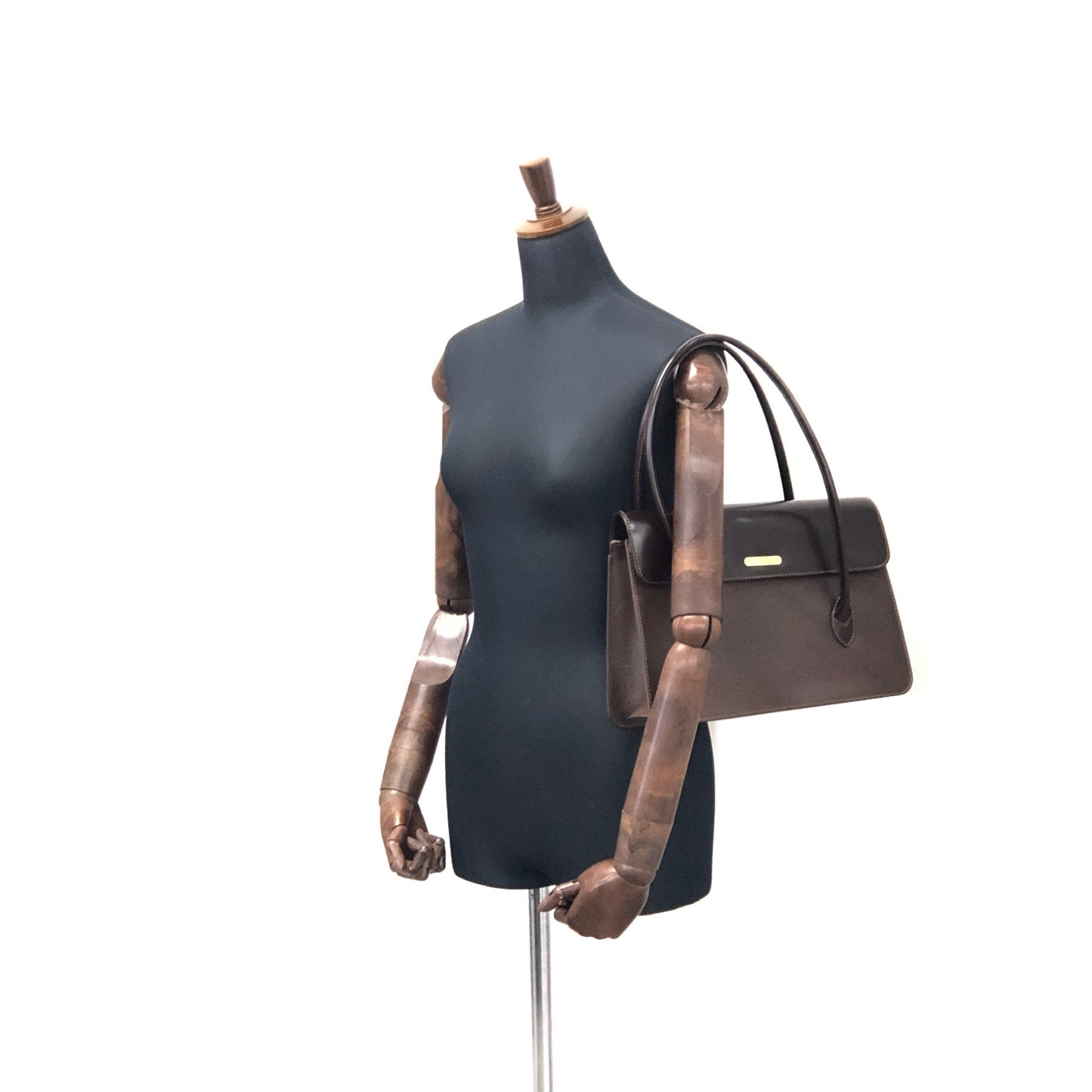 Burberrys Logo Leather Handbag Brown Vintage yxhneg