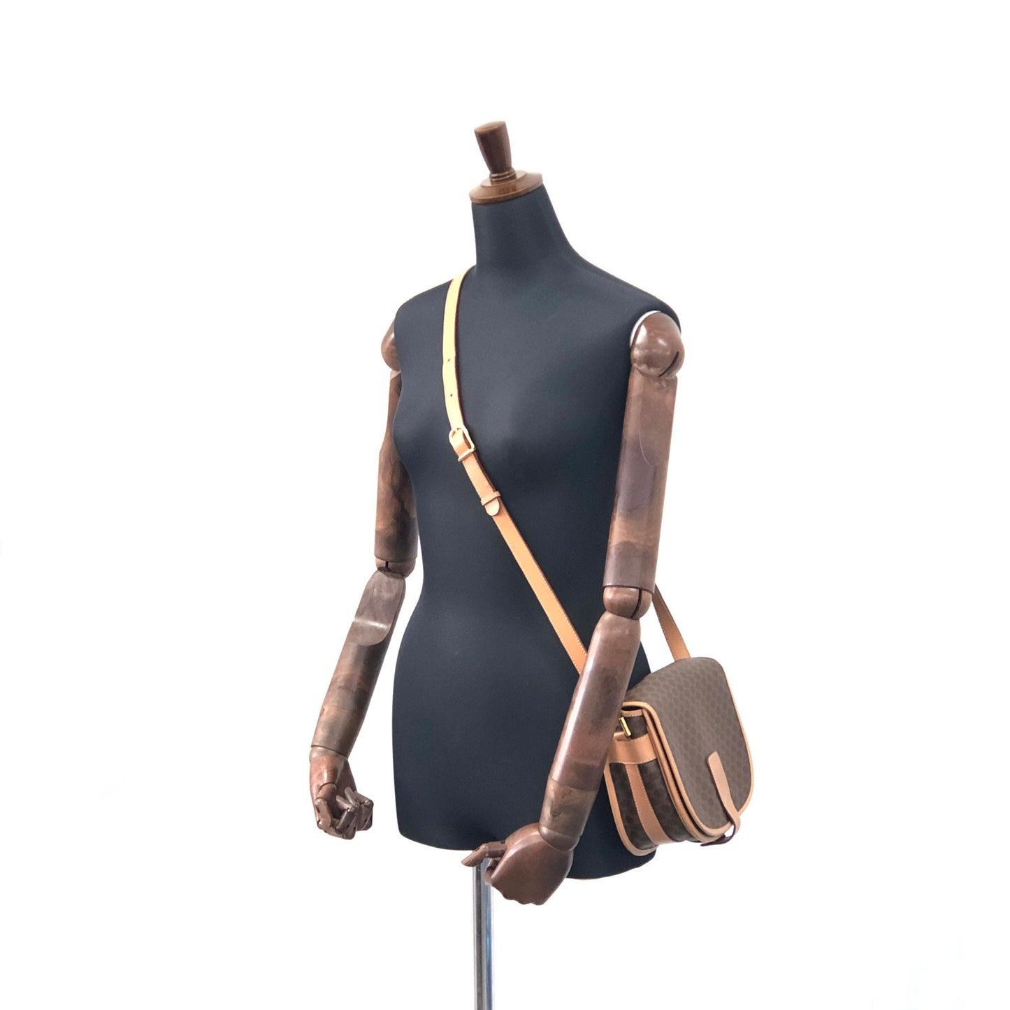 CELINE Macadam Blason Flap Shoulder bag Round bag Brown Vintage s34ak3