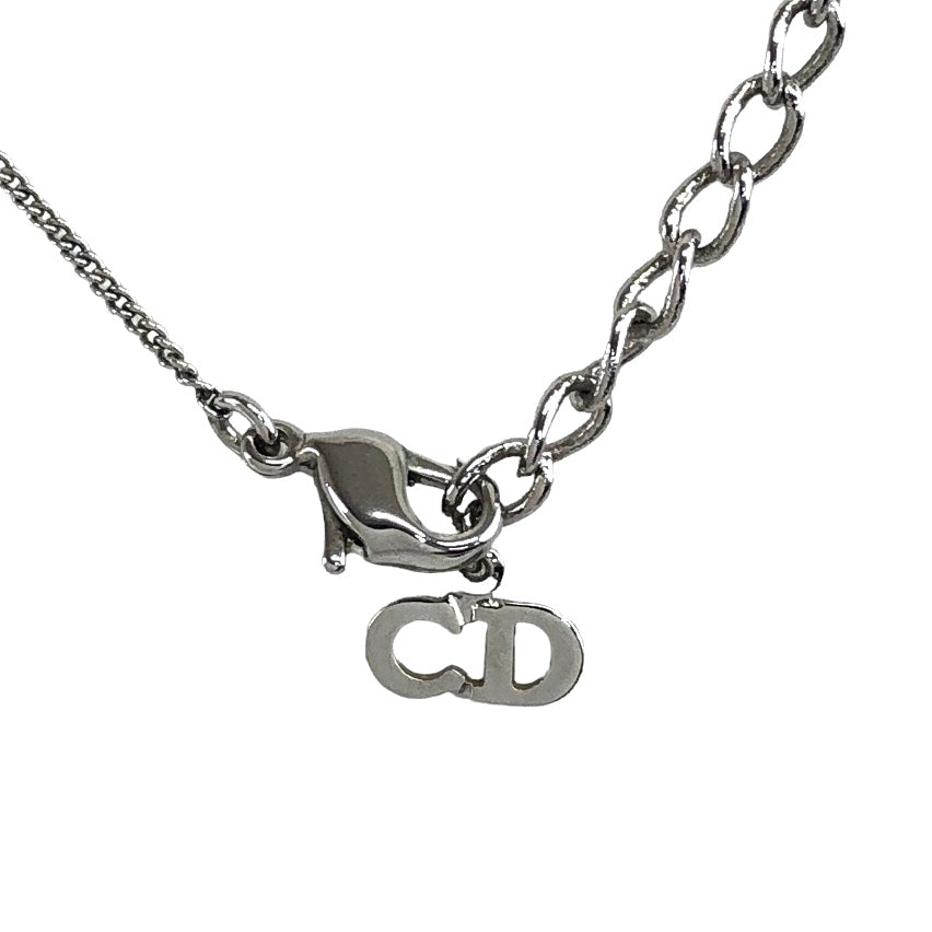 Christian Dior DIOR Logo Necklace Silver Vintage nnhi2n