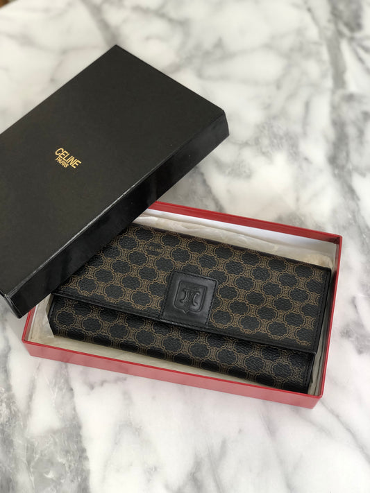 CELINE Macadam Blason Long Wallet Black Vintage 66c45f