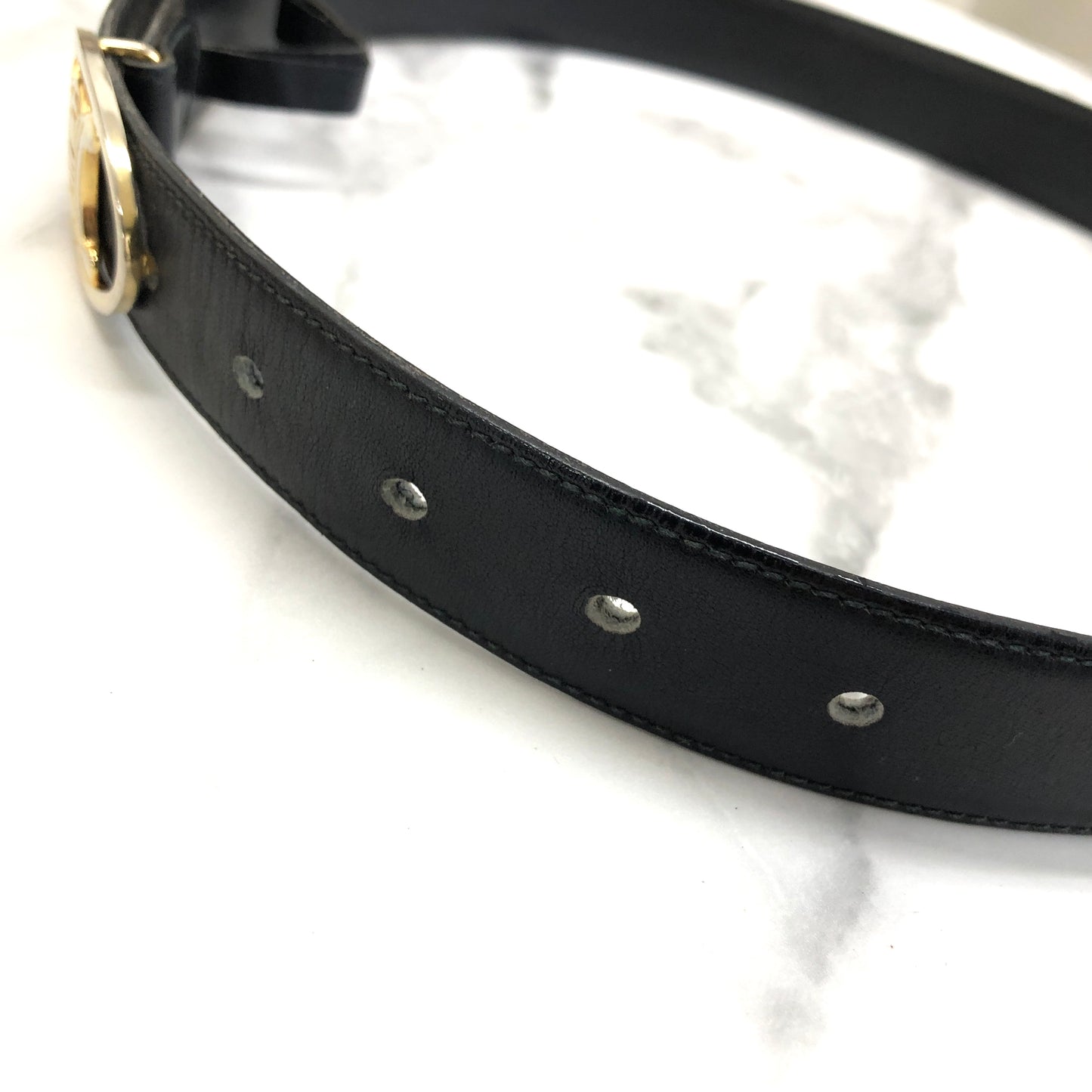 CELINE Triomphe  Leather Belt Black Vintage tynvva