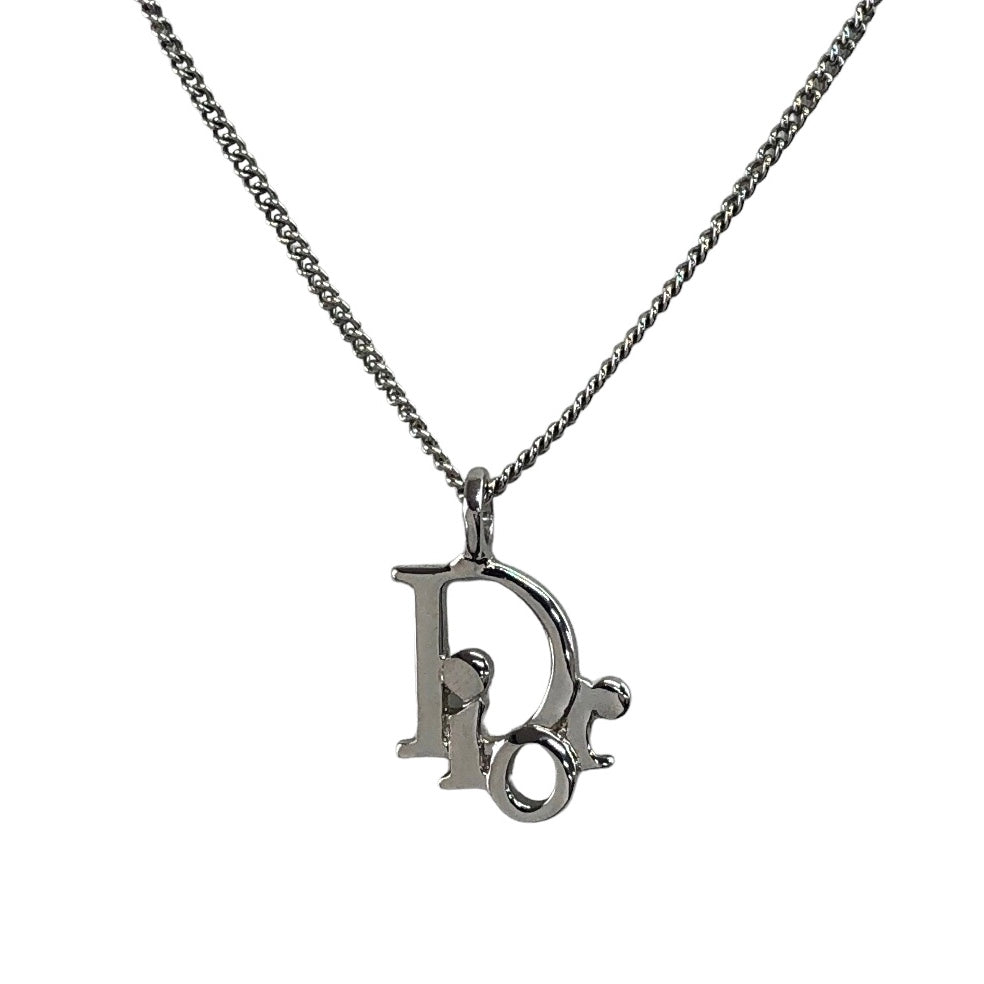 Christian Dior DIOR Logo Necklace Silver Vintage nnhi2n