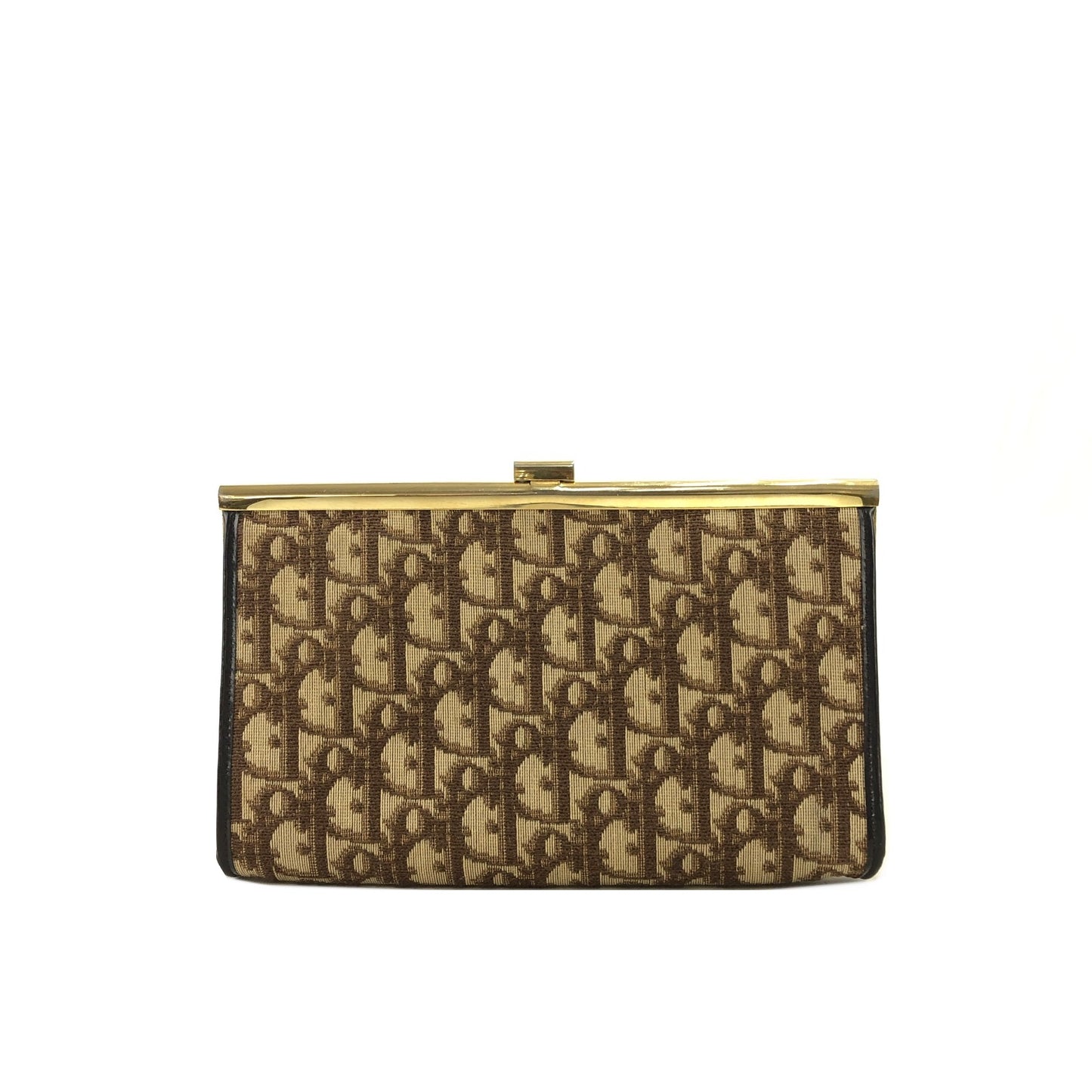 Christian Dior Trotter Jacquard Leather Clutch bag Brown Vintage tkk83n