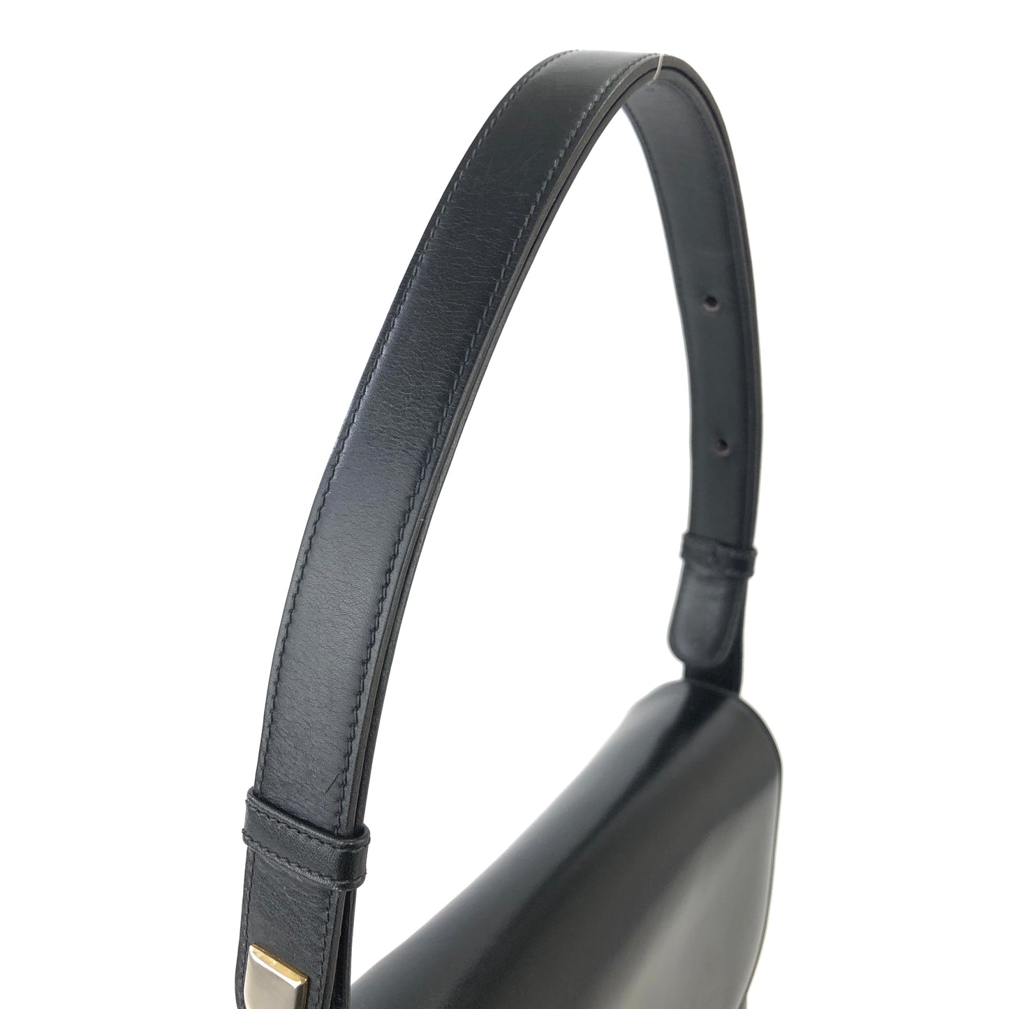 CELINE Triomphe Leather Two-way Handbag Shoulder bag Black Vintage eykfkf