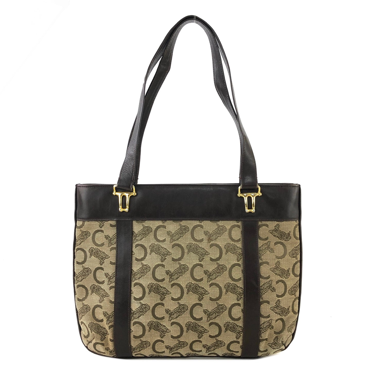 CELINE Horse Carriage C Macadam Jacquard Leather Brown Vintage ghbv7g