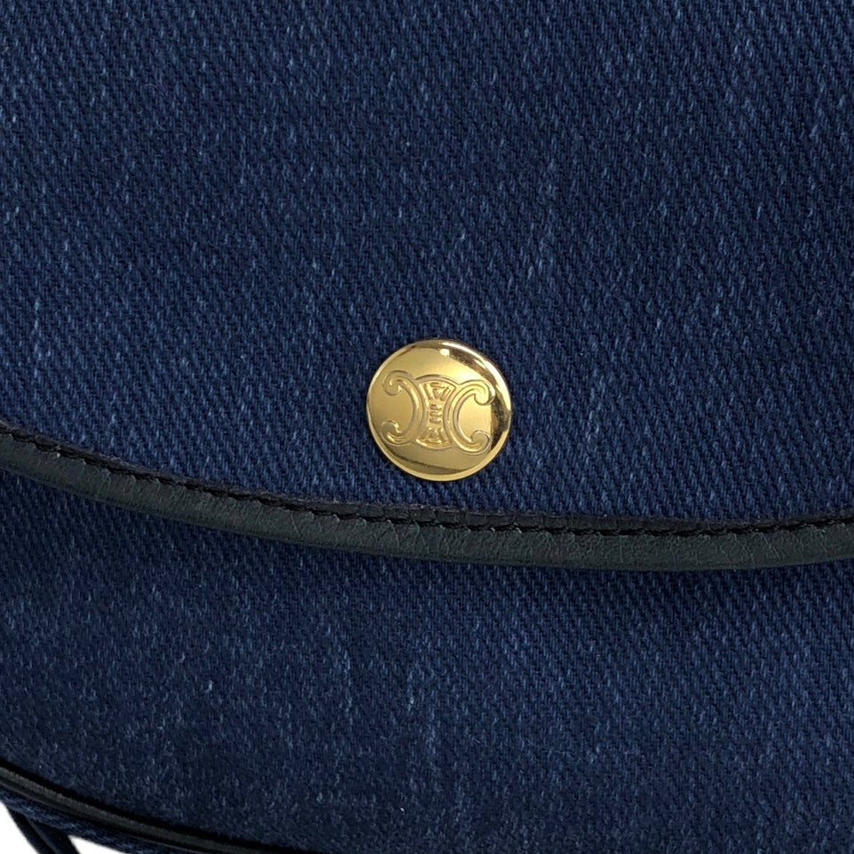 CELINE Blason Denim Small Shoulder bag Indigo Vintage x5cwtz