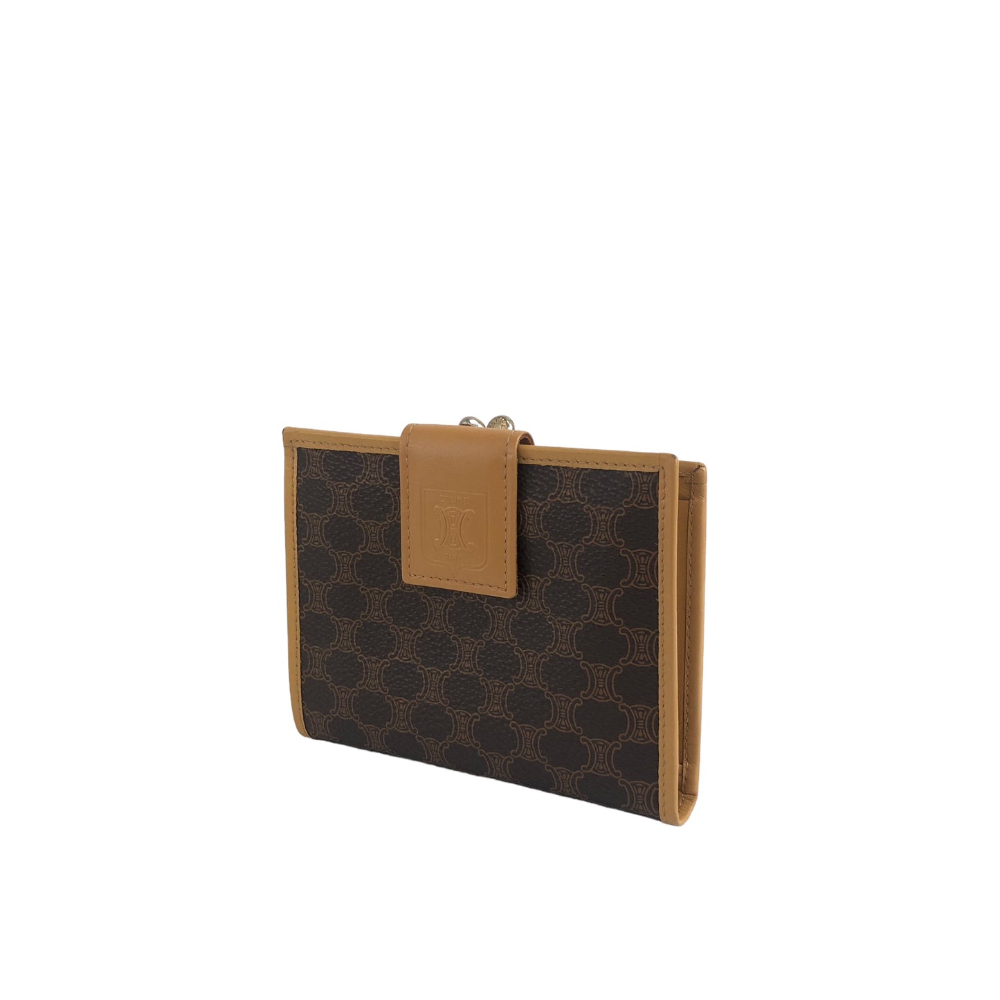 CELINE Blason Folded Wallet Brown Vintage hwtzph