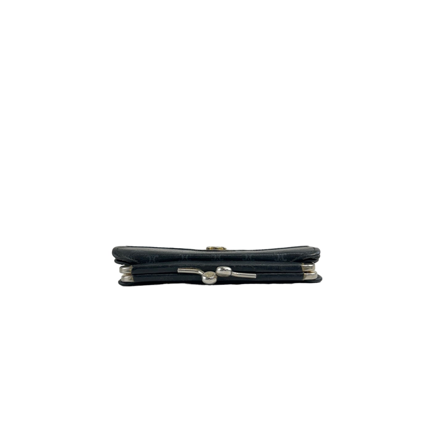 CELINE Macadam Triomphe Metal Clasp Folded Wallet Black Vintage atgwbh