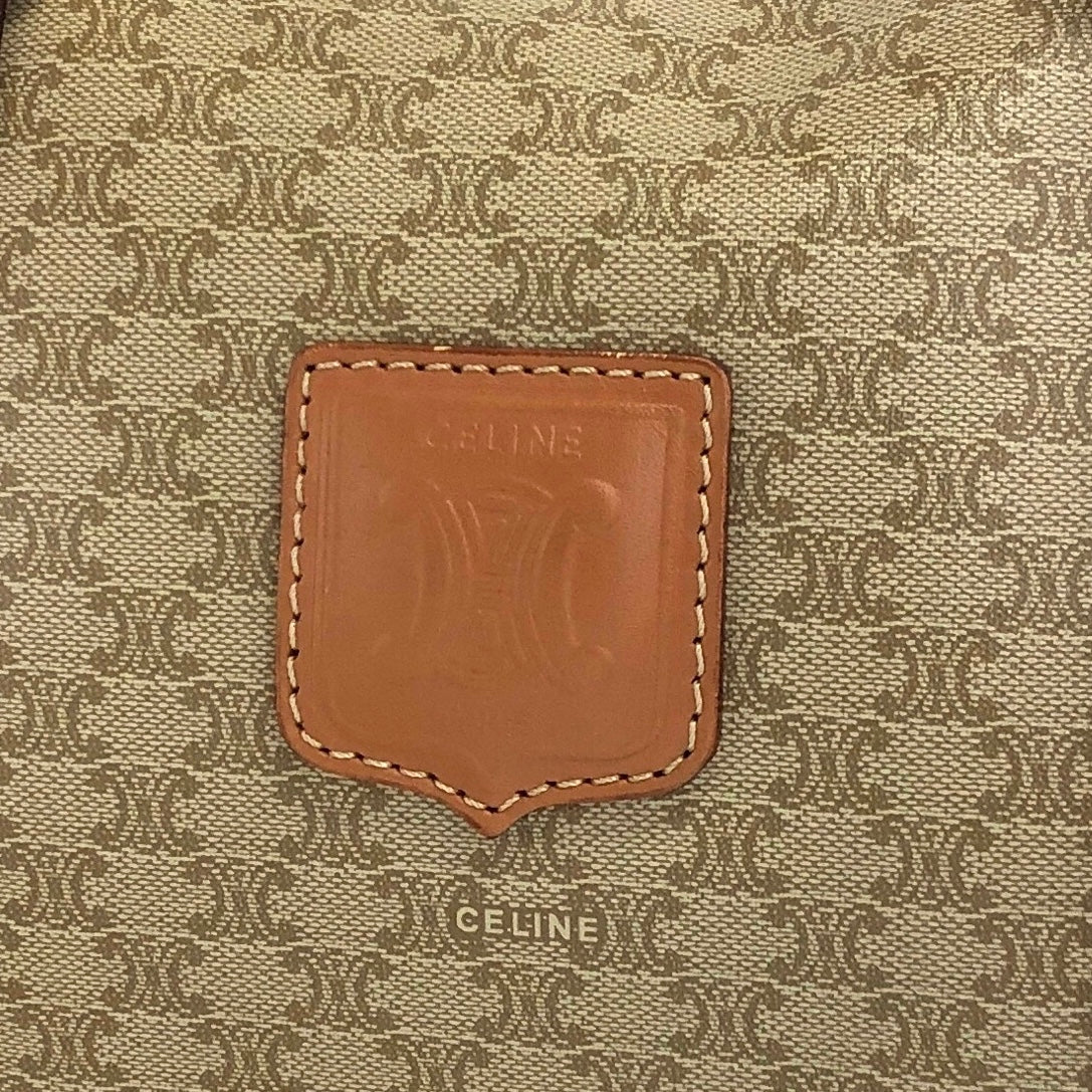 CELINE Macadam Blason Handbag Boston bag Beige Vintage 5s6c26