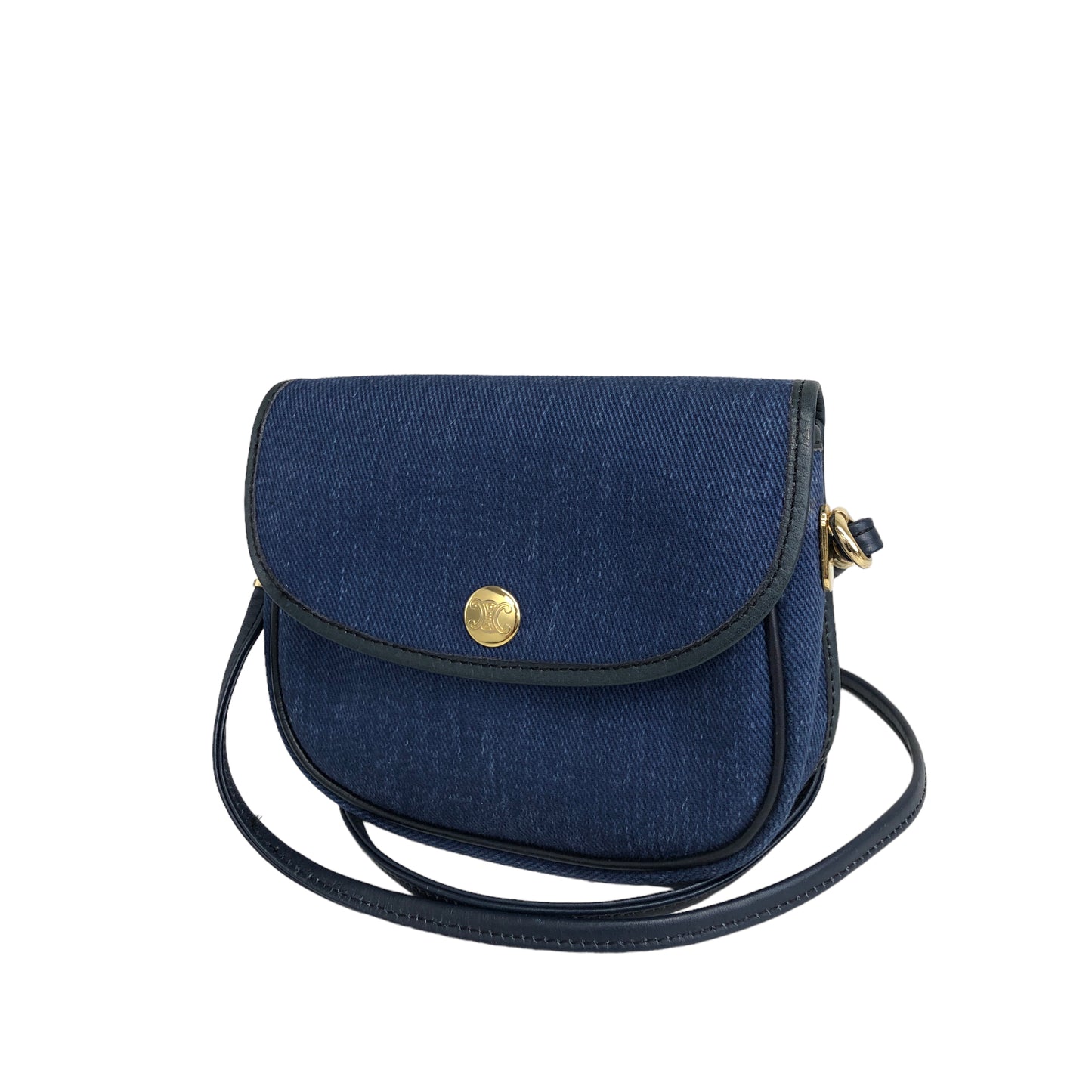 CELINE Blason Denim Small Shoulder bag Indigo Vintage x5cwtz