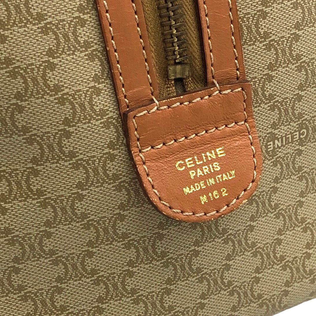 CELINE Macadam Blason Handbag Boston bag Beige Vintage 5s6c26