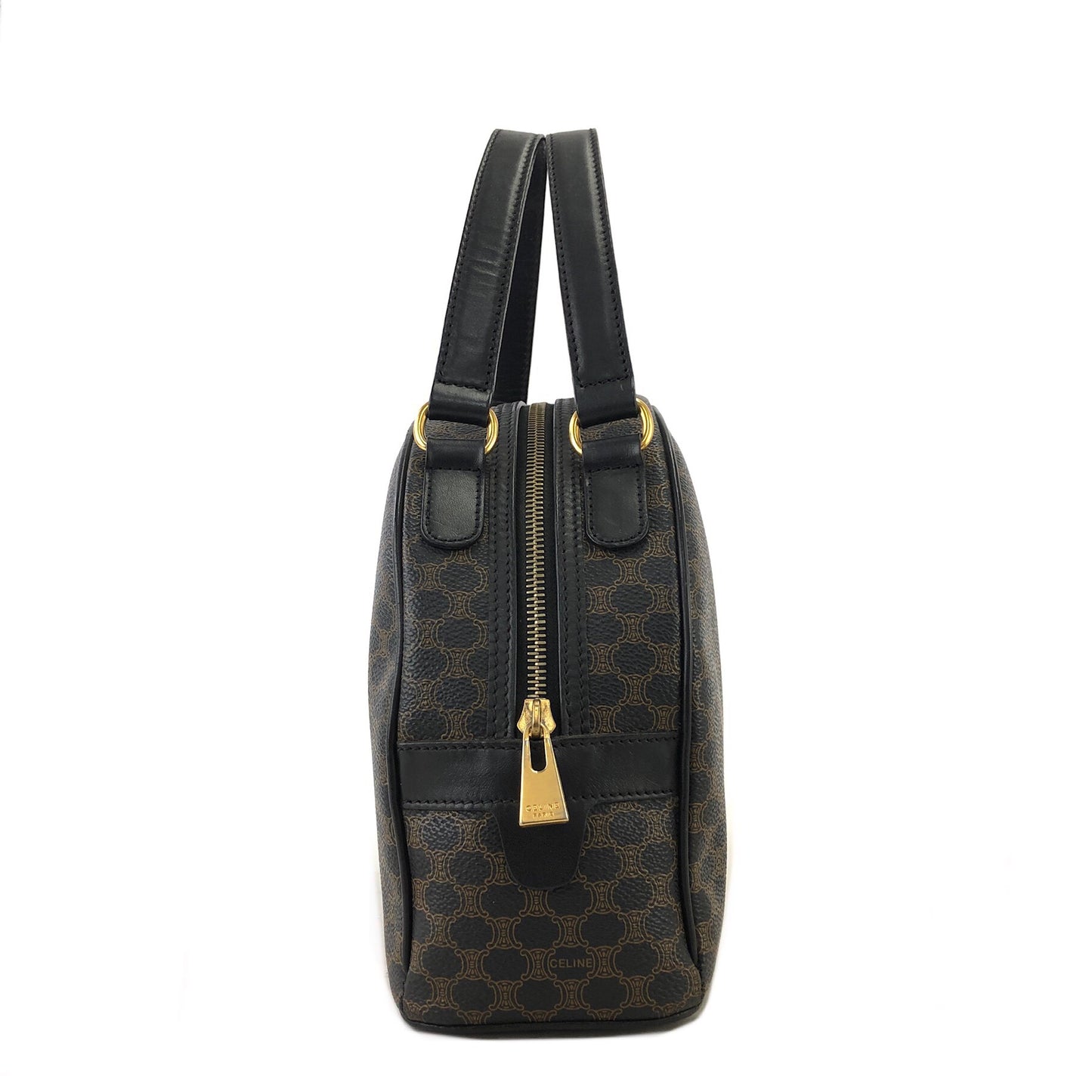 CELINE Macadam Blason Half Round Handbag Black Vintage e86ra4