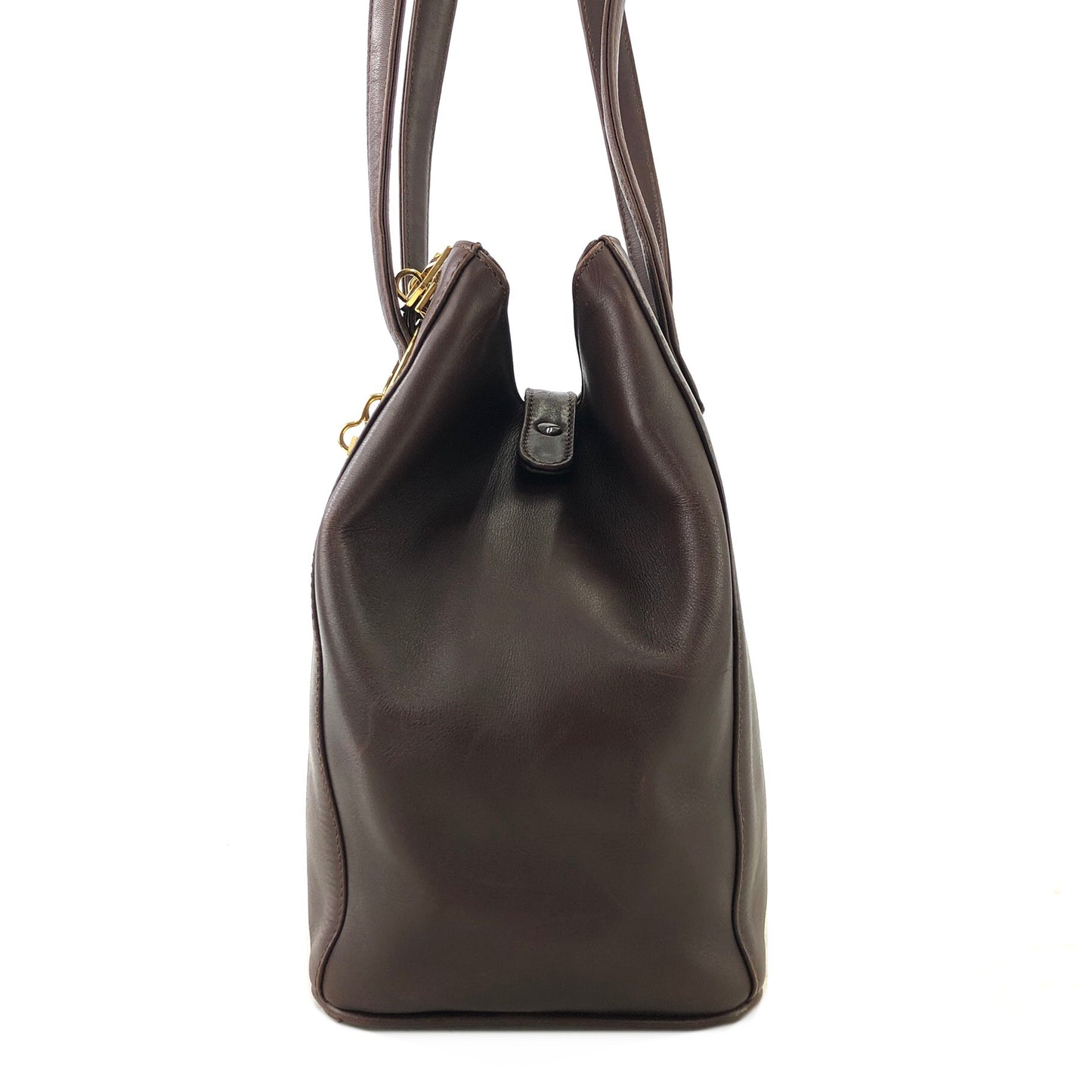 Christian Dior Logo Charm Leather Shoulder bag Brown Vintage 86wd6t