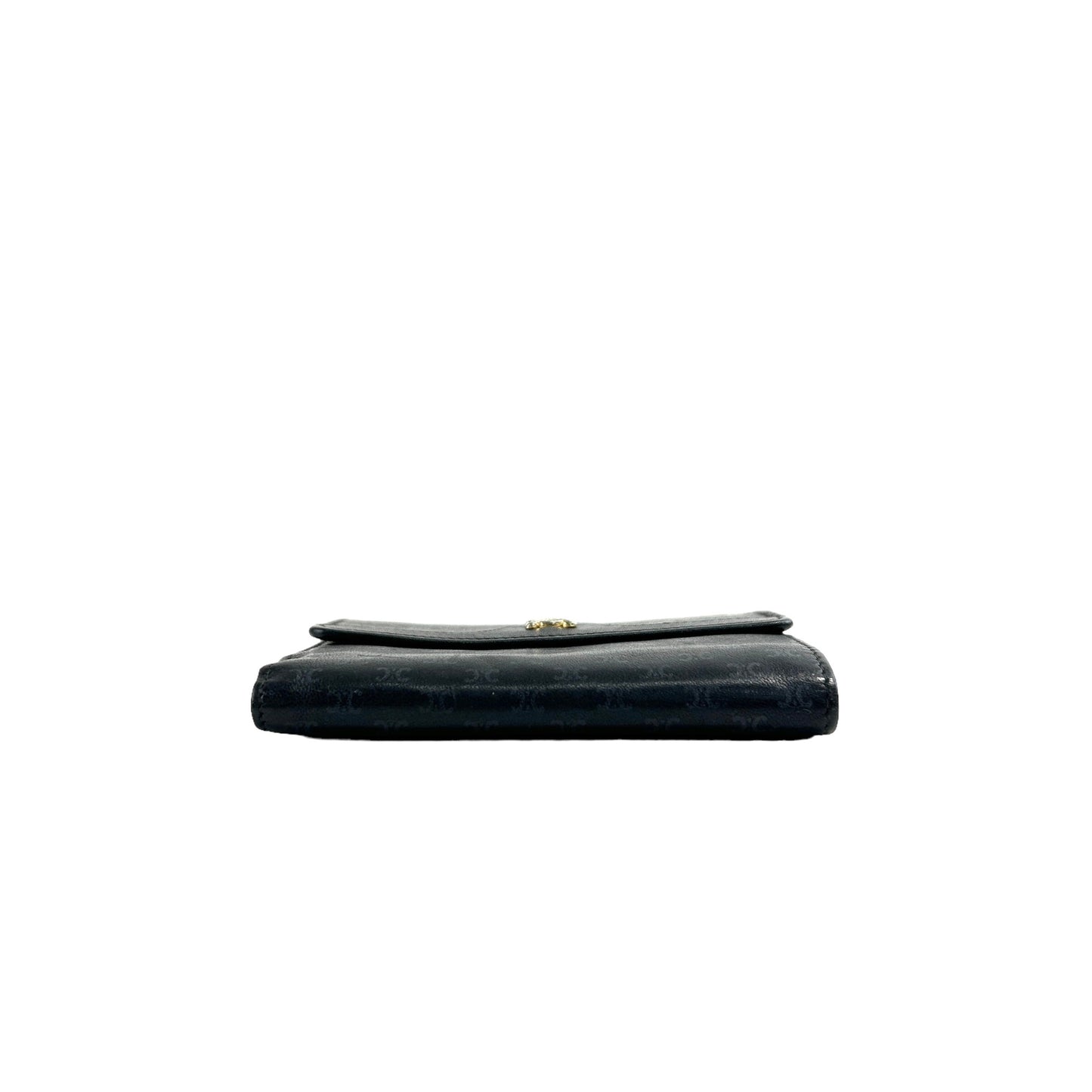 CELINE Macadam Triomphe Metal Clasp Folded Wallet Black Vintage atgwbh