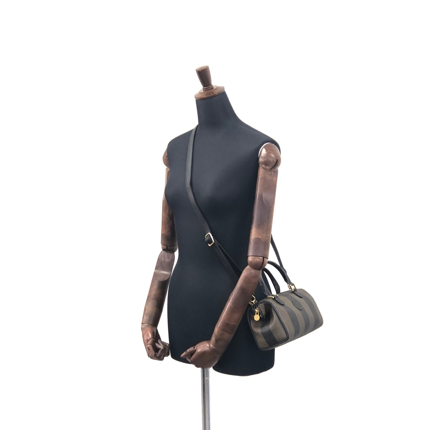 FENDI Zucca Logo Motif Two-way Handbag Shoulder bag Black Brown Vintage dmjg8y