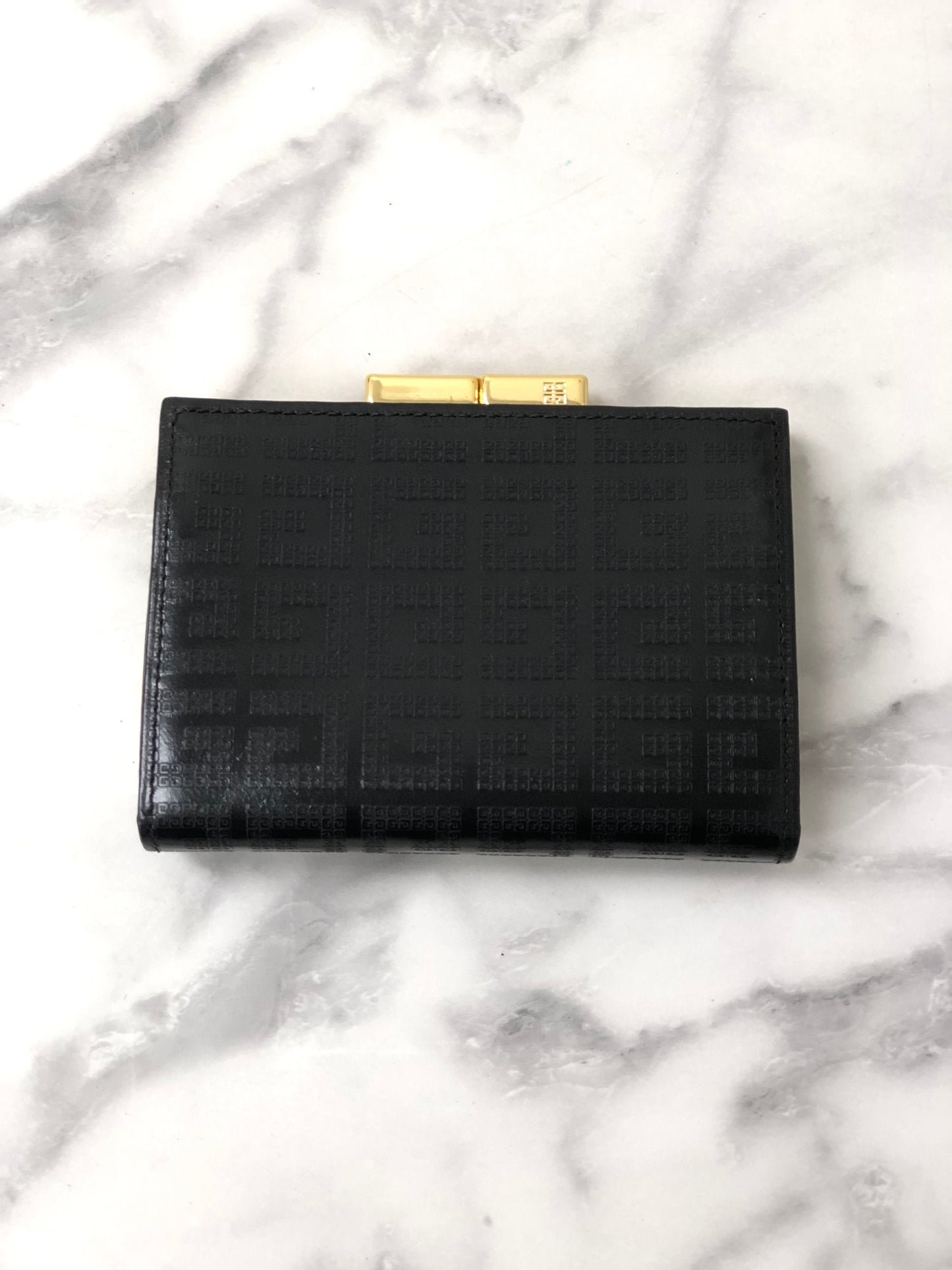 GIVENCHY 標誌皮革金屬扣零錢包黑色復古 mgpg7x