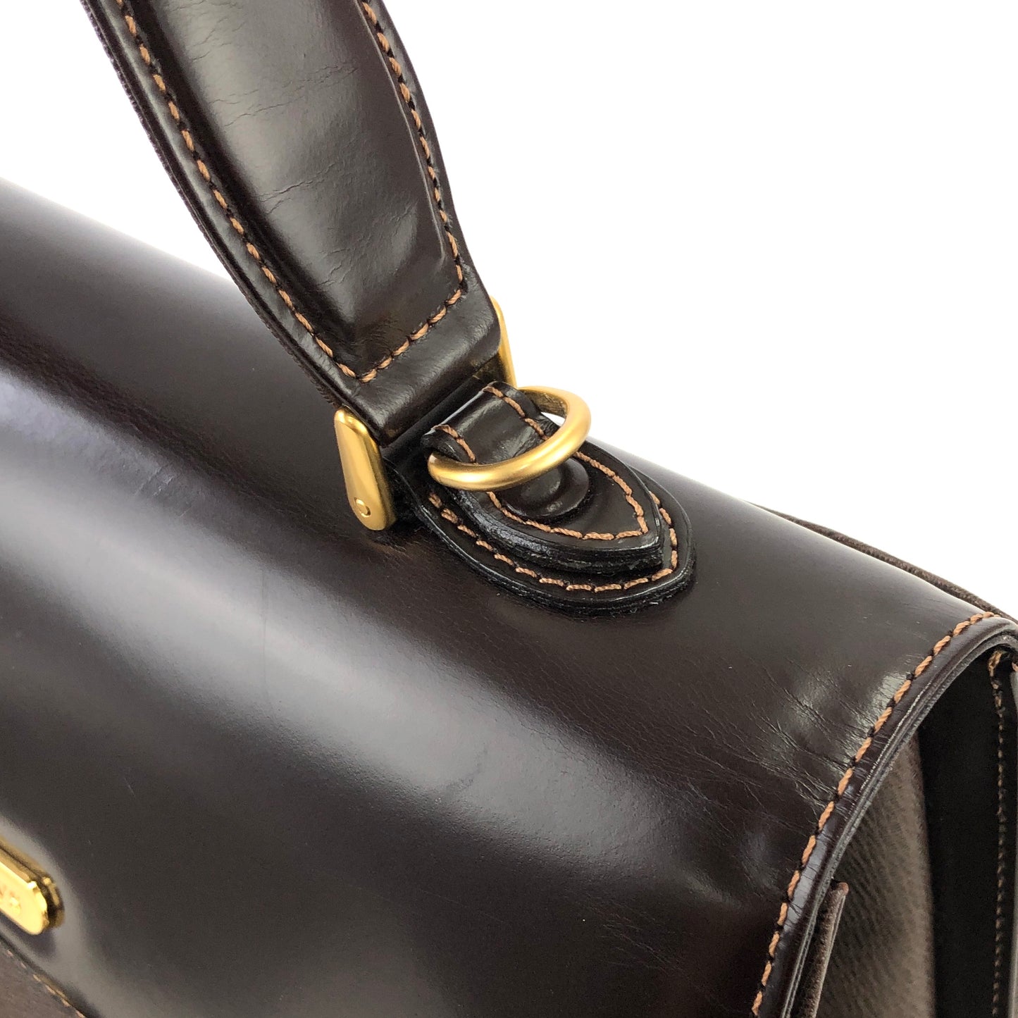 Burberry 標誌圖案皮革兩用手提包單肩包棕色復古 rbsmr2