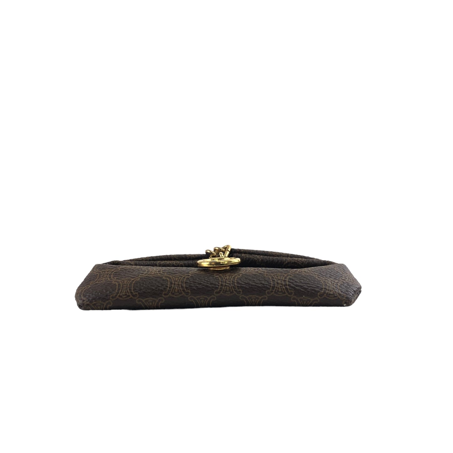 CELINE Macadam Horse Carriage Triangle Coin Purse Brown Vintage wgai4s